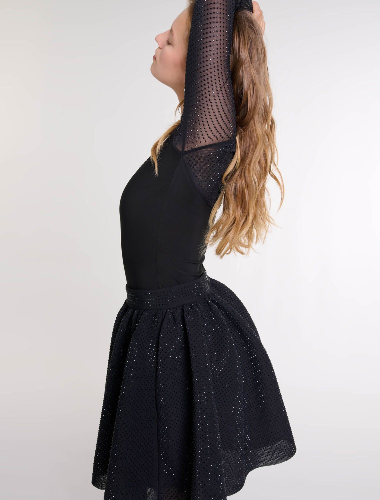 Maje - Chân váy ngắn sequin xếp nếp phồng