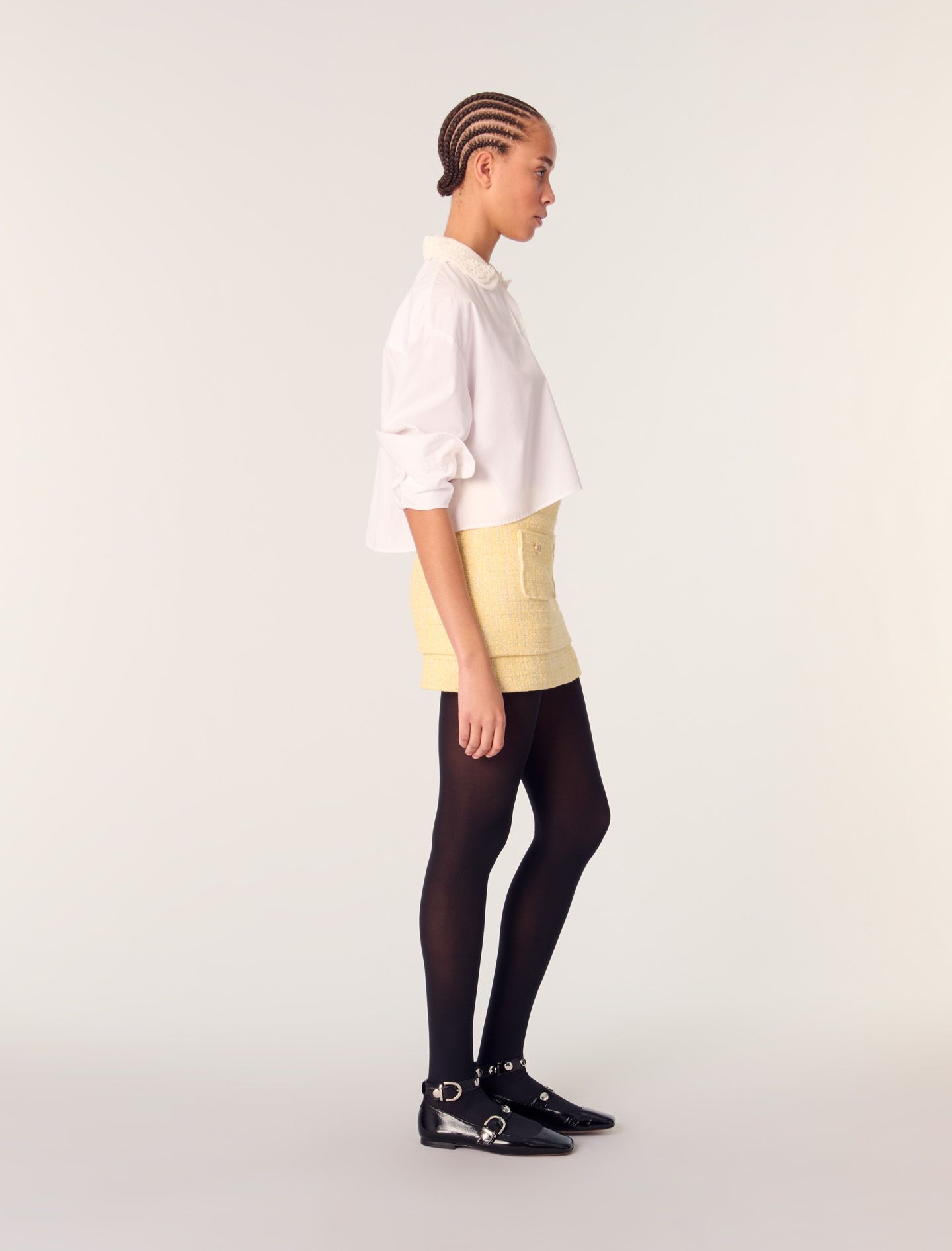 Maje - Chân váy tweed bo gấu