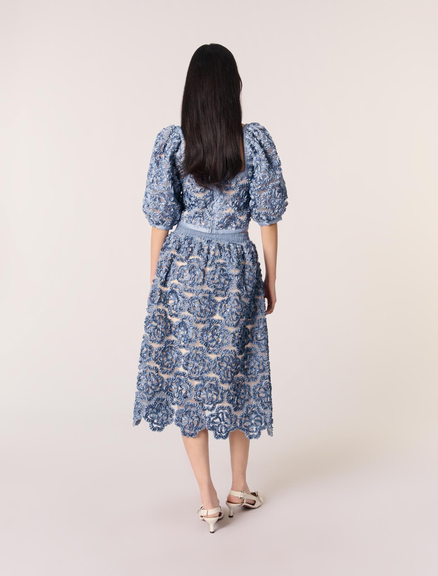 Maje - Chân váy dài organza hiệu ứng satin