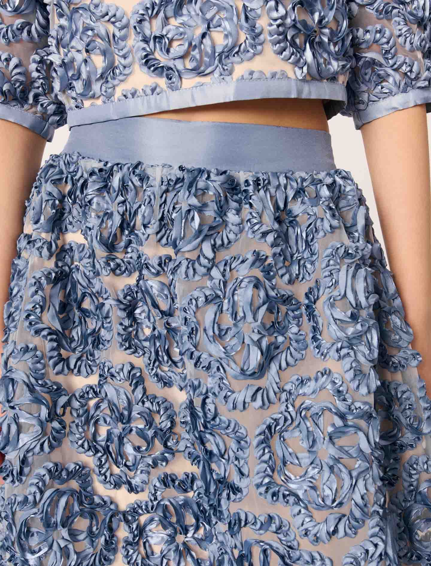 Maje - Chân váy dài organza hiệu ứng satin