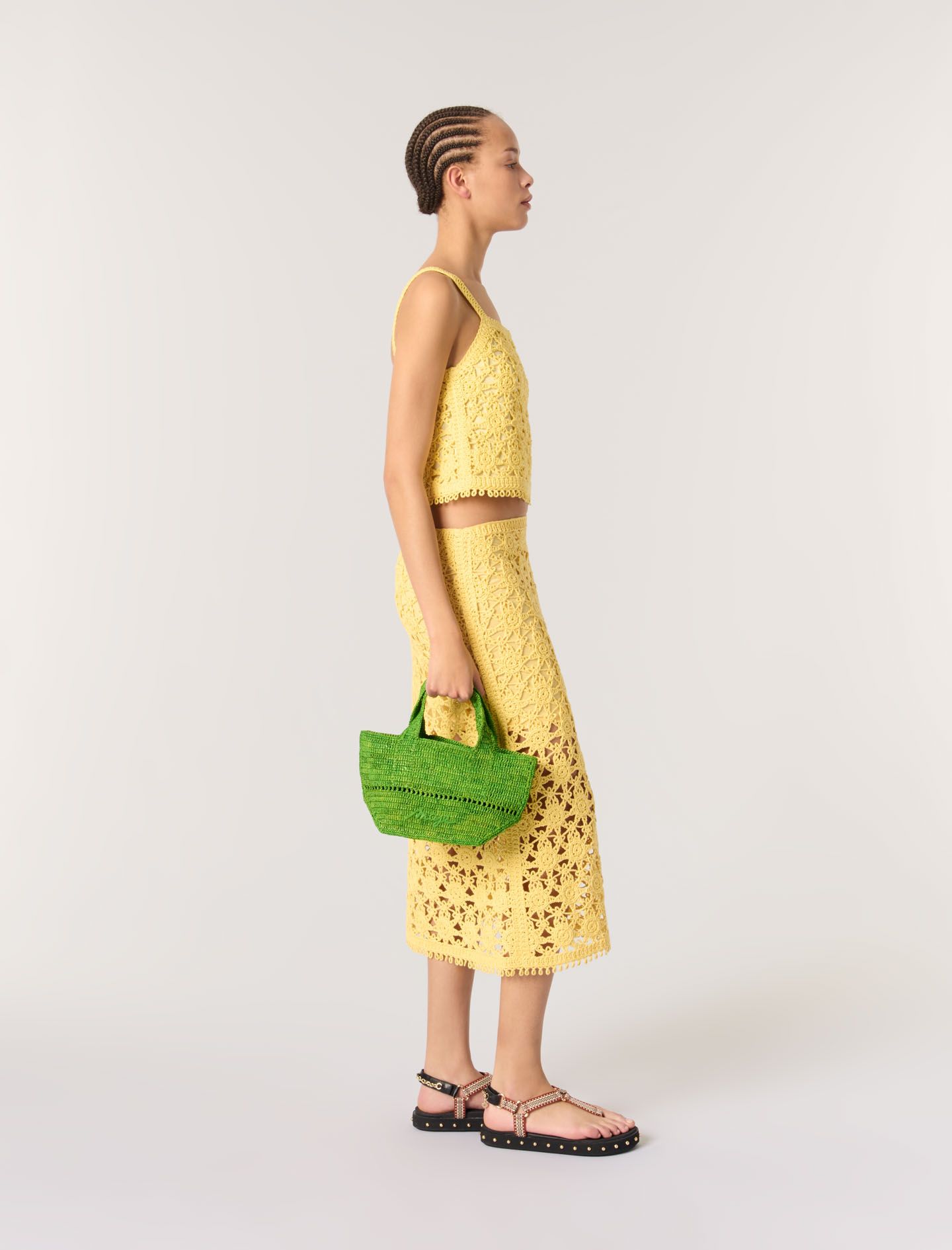 Maje - Chân váy dài crochet móc lưới ren