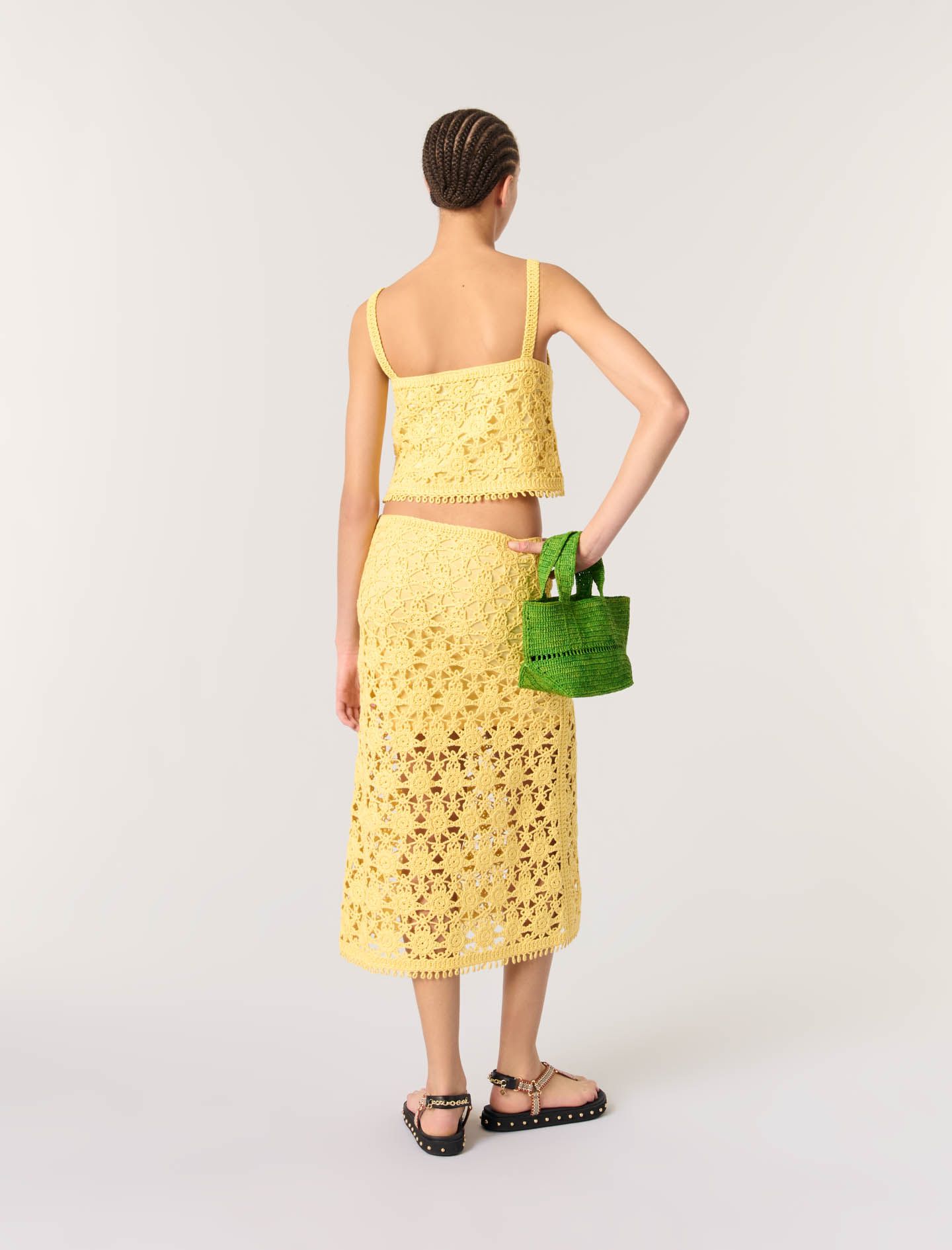 Maje - Chân váy dài crochet móc lưới ren