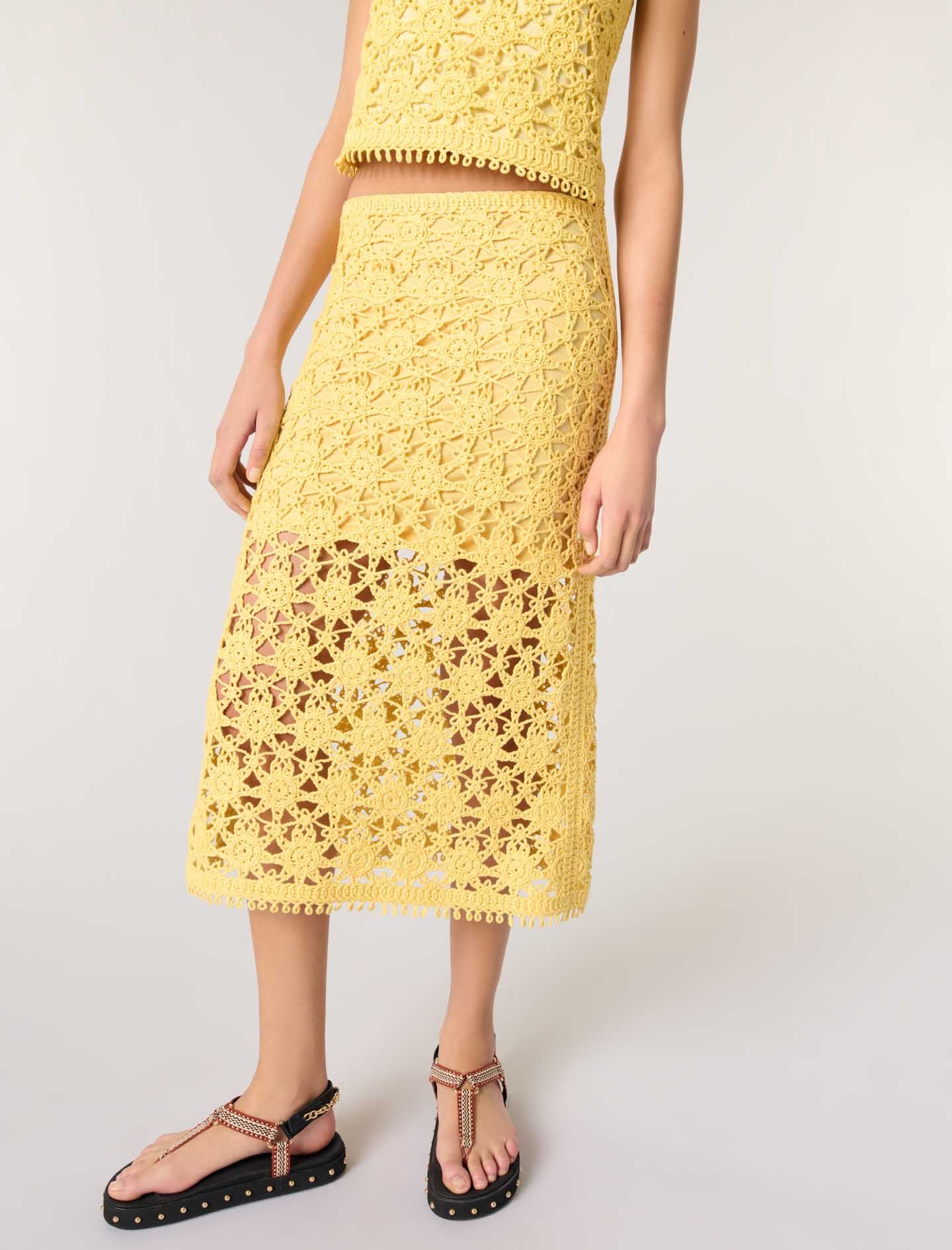 Maje - Chân váy dài crochet móc lưới ren