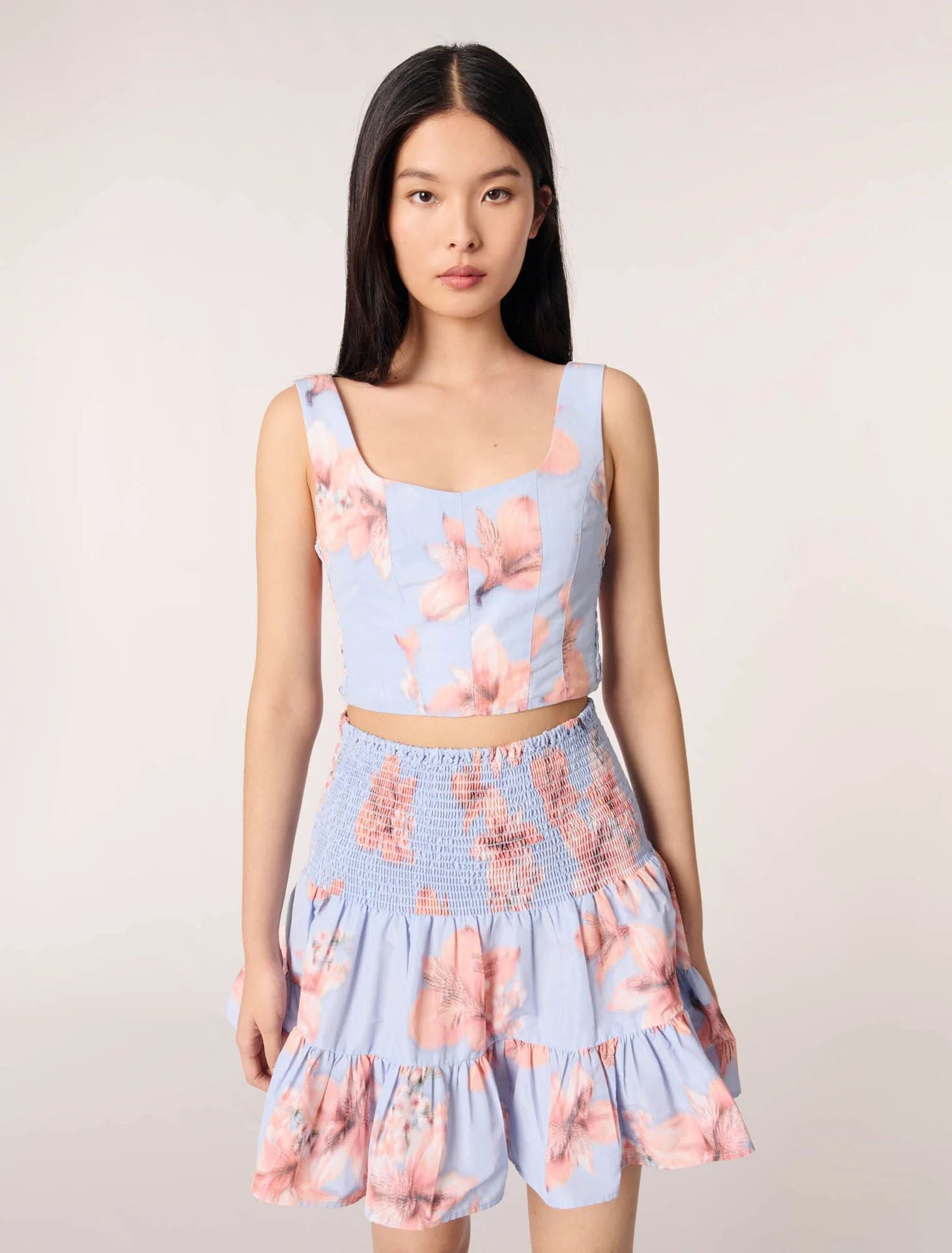 Chân váy xòe taffeta pastel eo chun