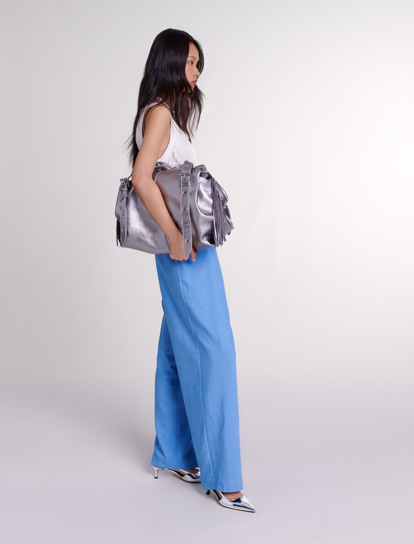 Maje - Quần suit dáng suông dài ống rộng
