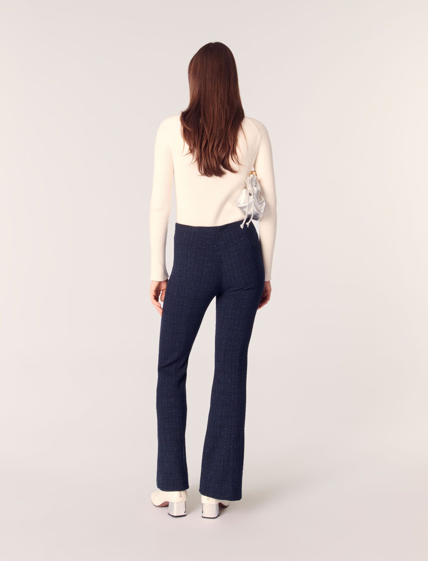 Maje - Quần tweed nhũ dáng ôm ống loe