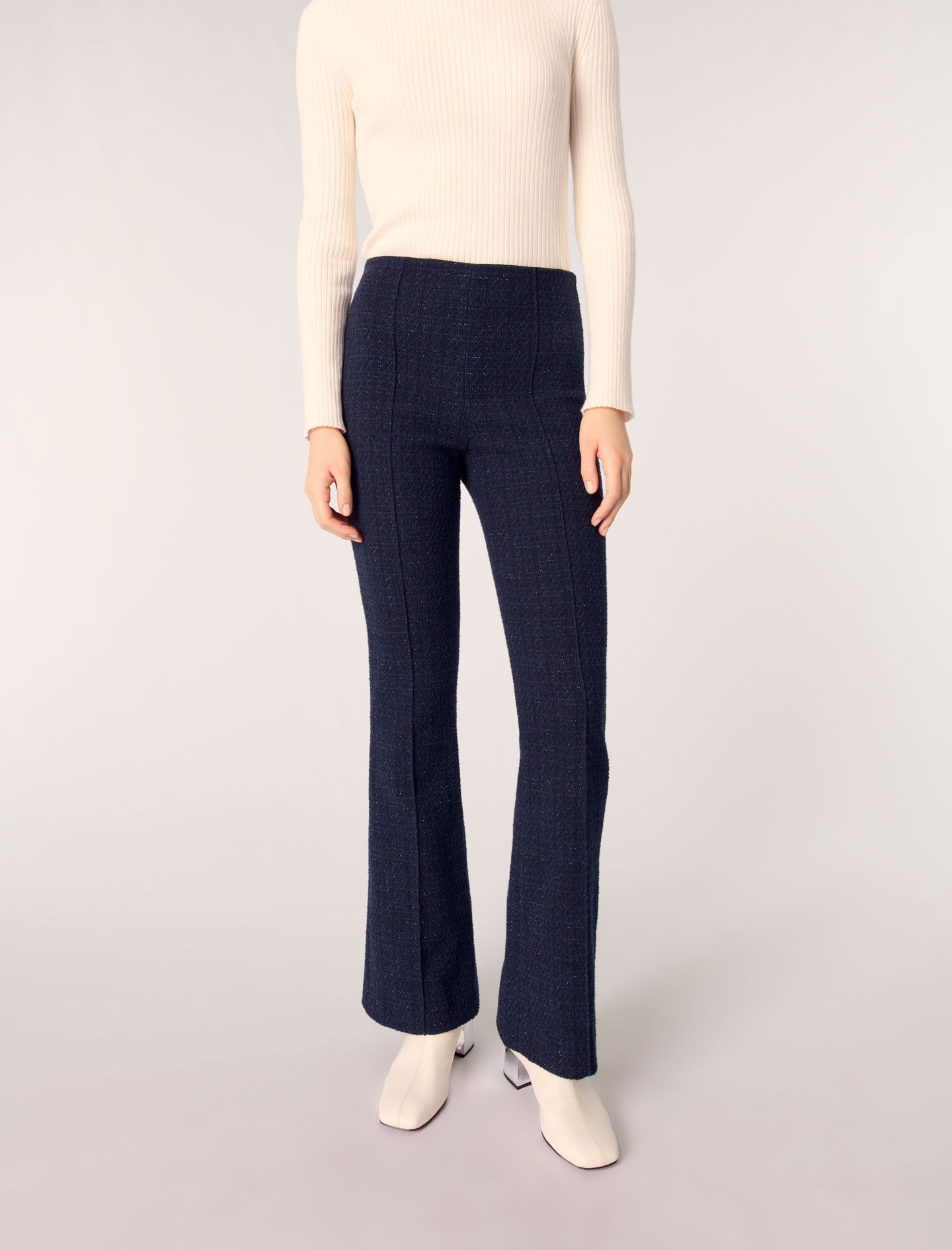 Maje - Quần tweed nhũ dáng ôm ống loe