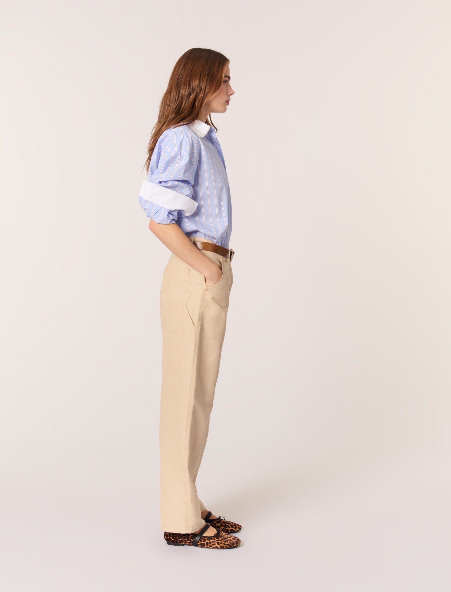 Maje - Quần âu vải linen pha cotton
