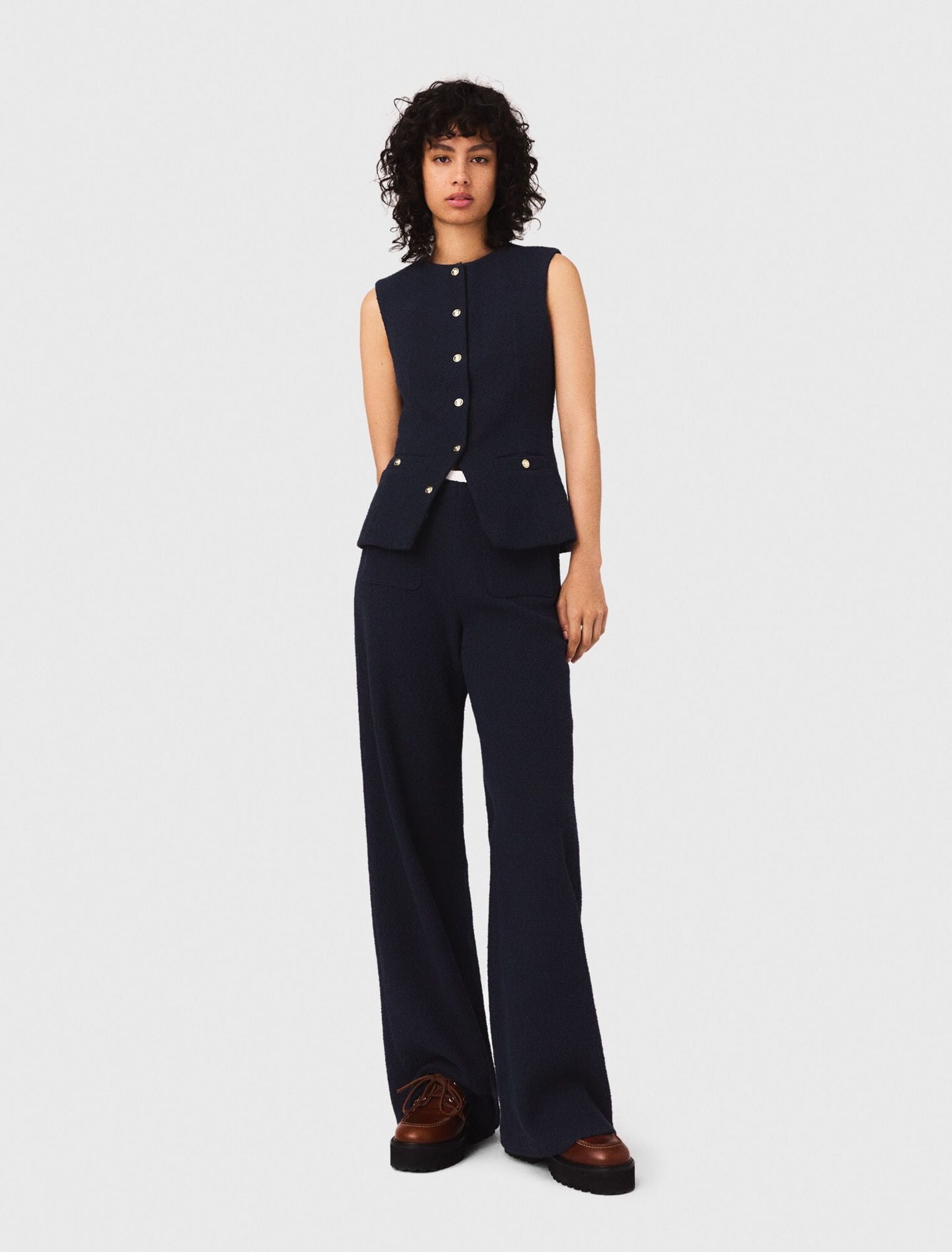 Quần tây tweed ống suông