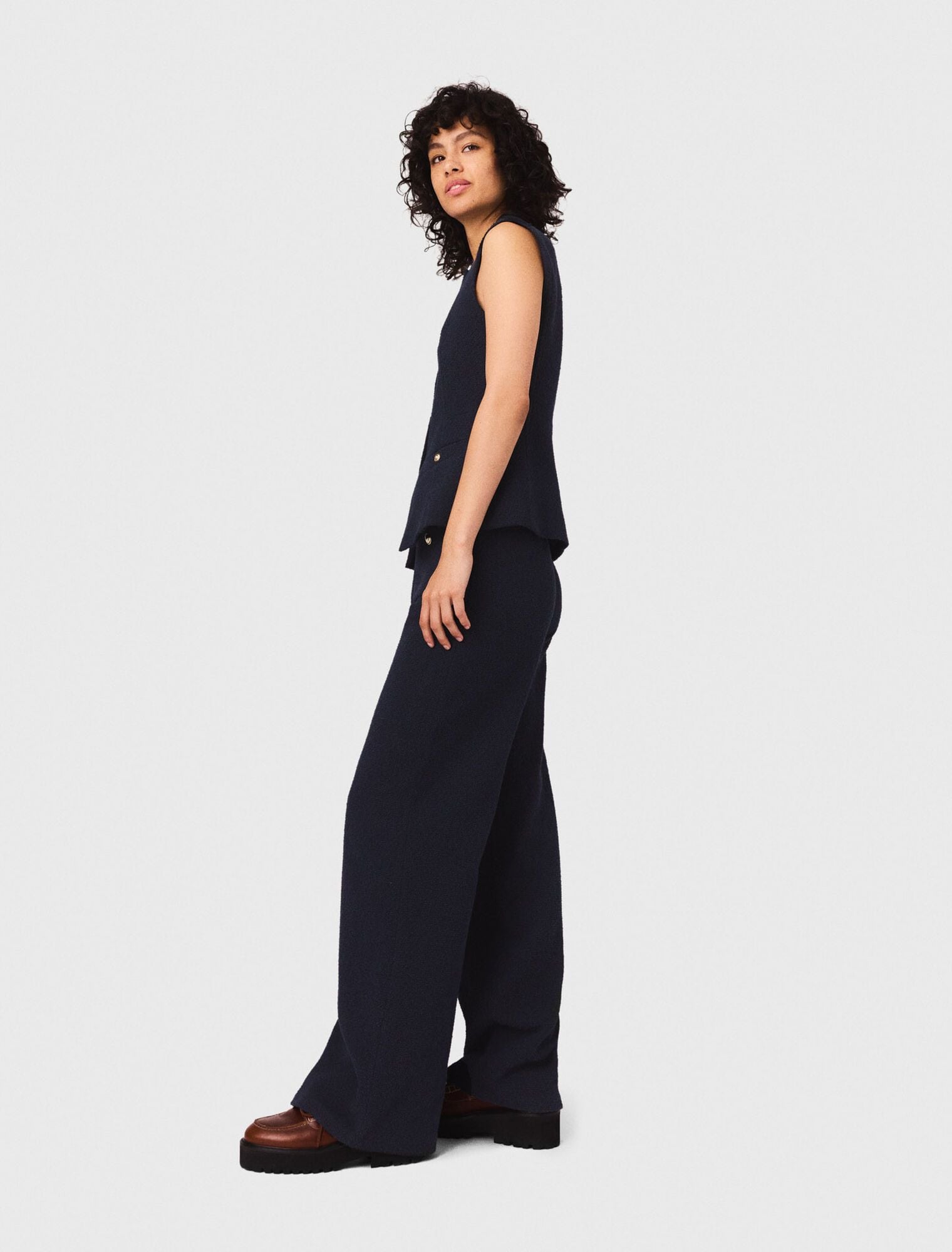 Quần tây tweed ống suông