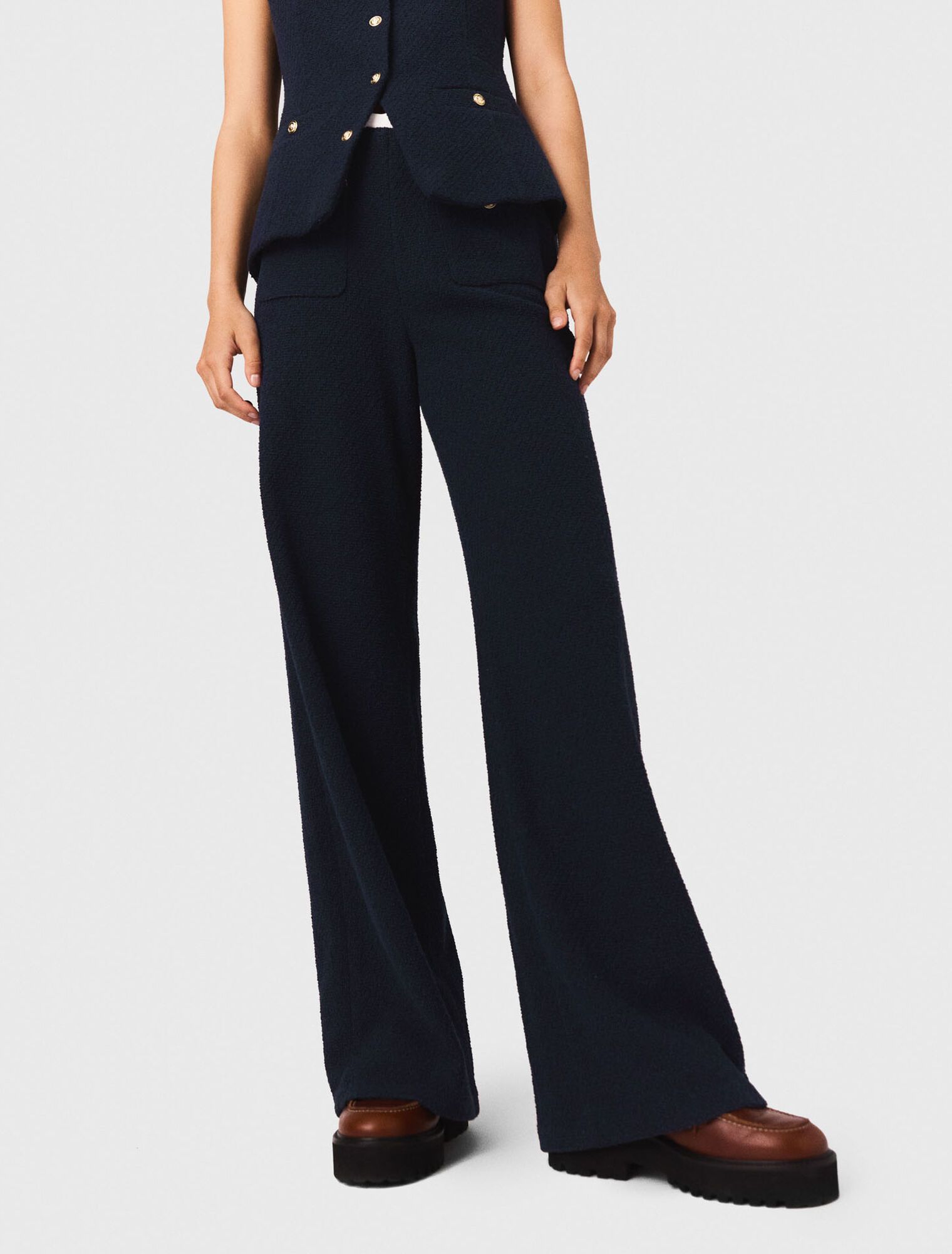 Quần tây tweed ống suông