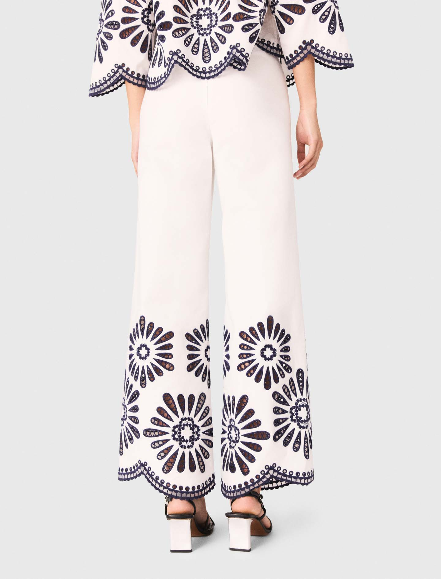 Maje - Quần dài crochet màu Trắng/Navy