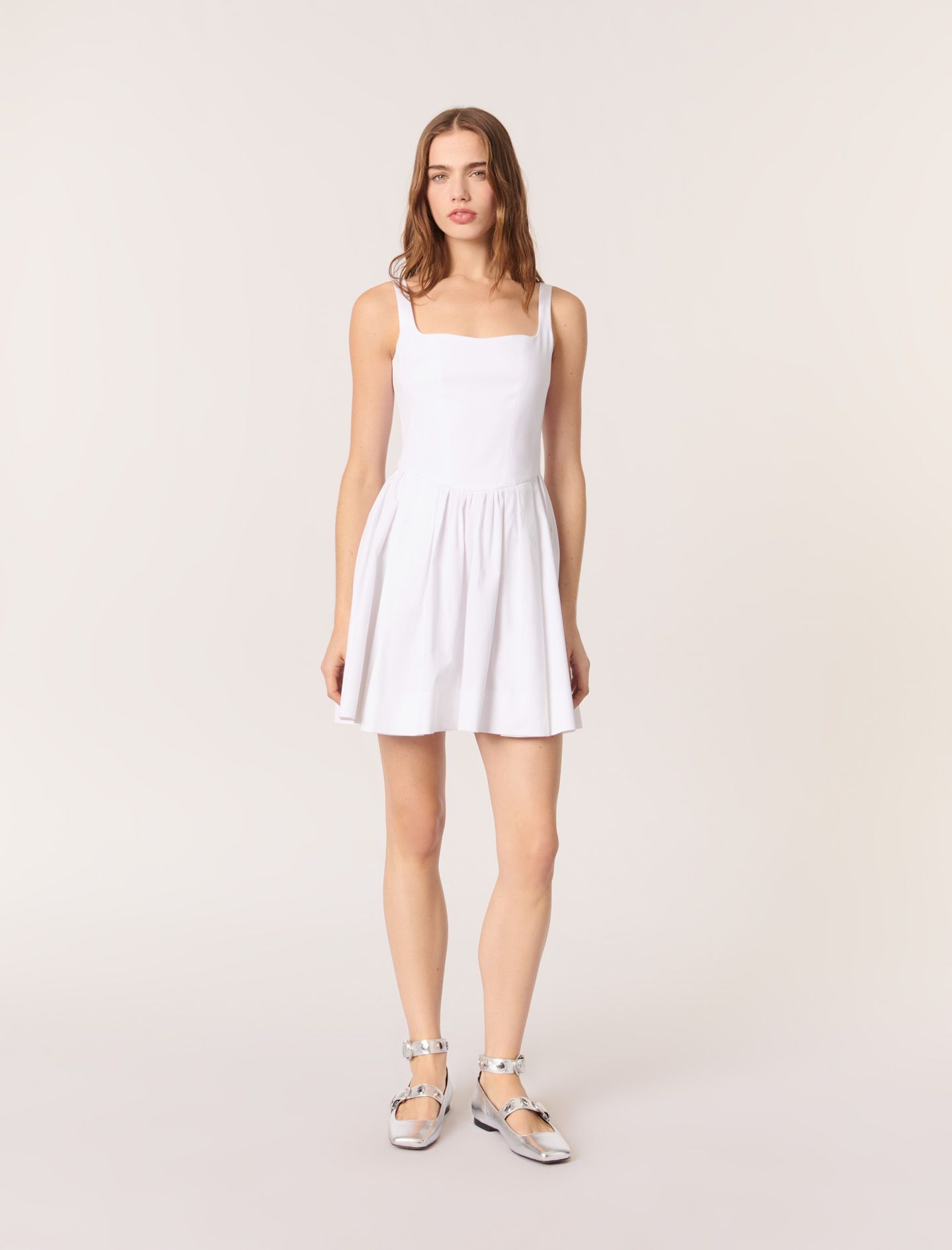 Maje - Đầm ngắn cotton xòe bồng