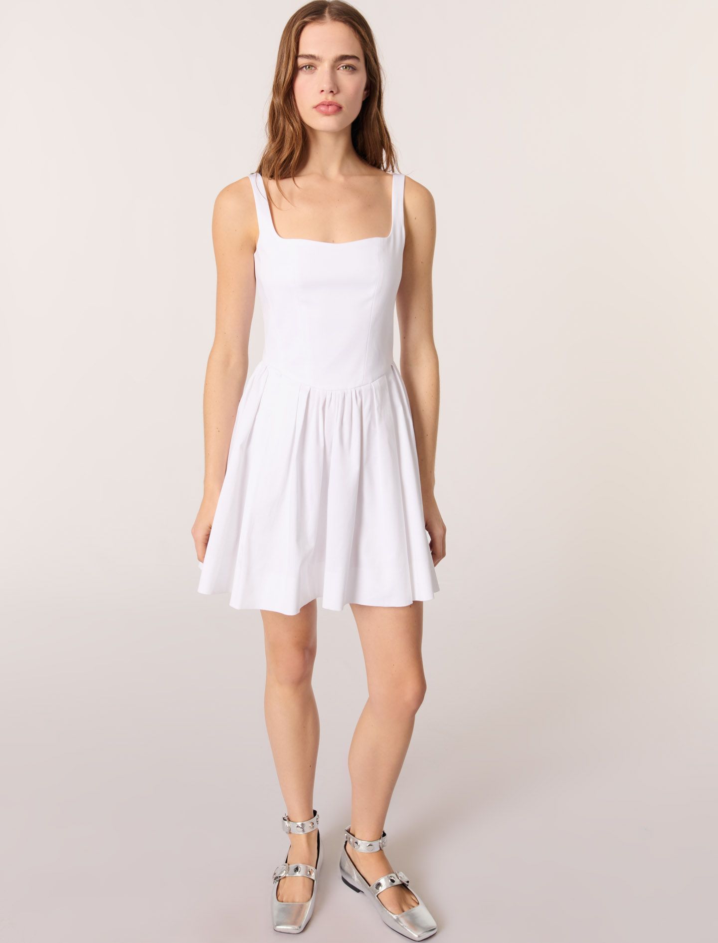 Maje - Đầm ngắn cotton xòe bồng
