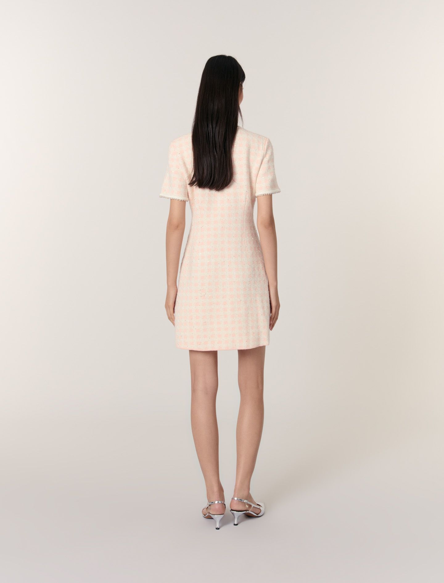 Maje - Đầm ngắn dệt kim hiệu ứng vải tweed