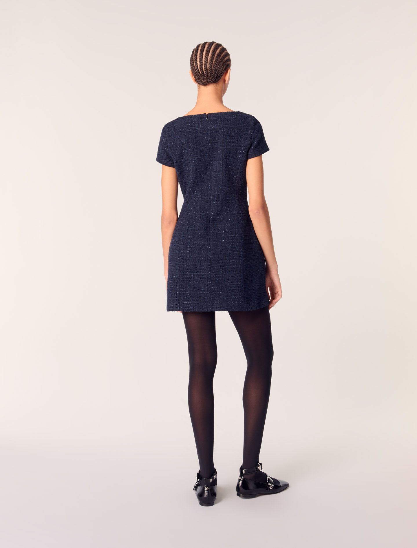 Maje - Đầm ngắn suông vải tweed lấp lánh