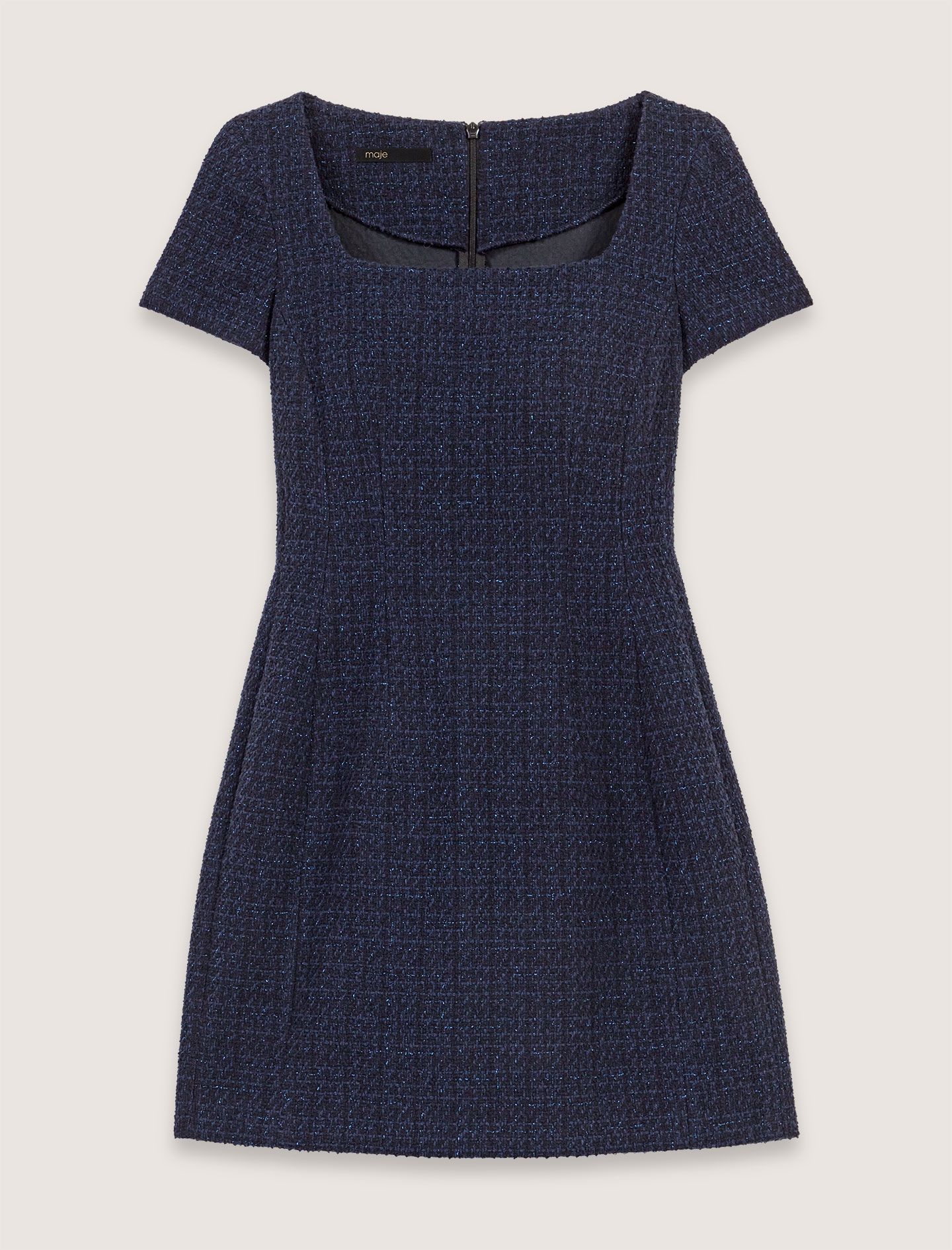 Maje - Đầm ngắn suông vải tweed lấp lánh