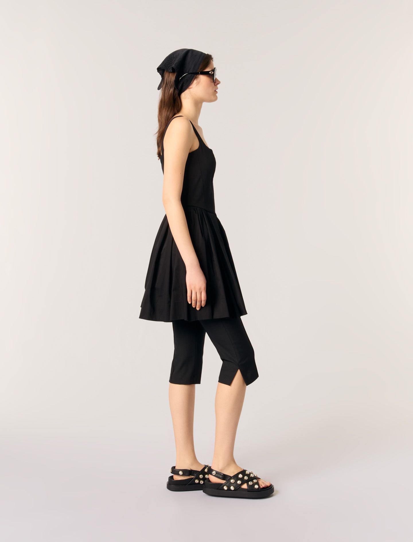 Maje - Đầm ngắn cotton dáng xòe