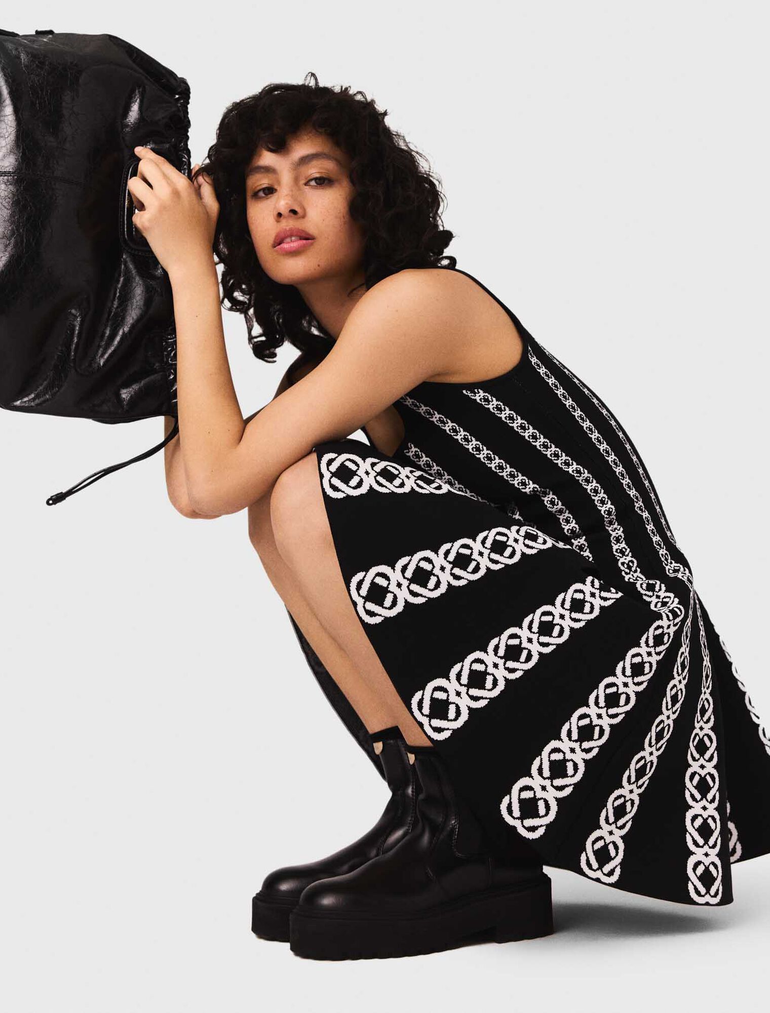 Maje - Đầm ngắn đan jacquard
