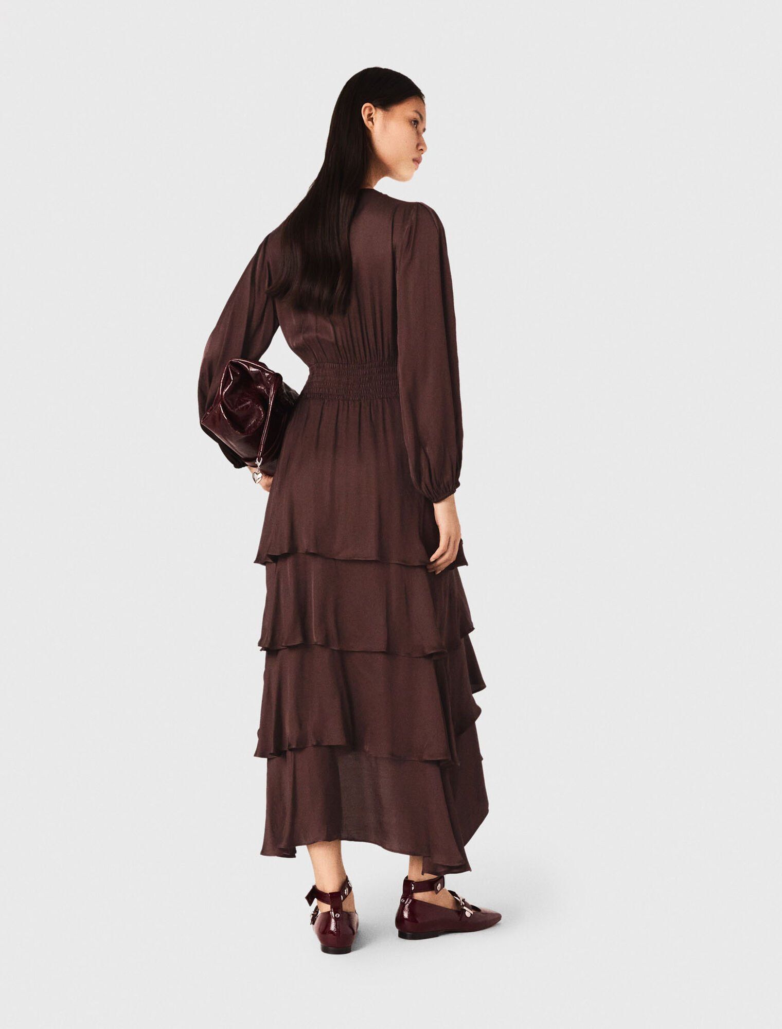 Maje - Đầm maxi voan bèo nhún