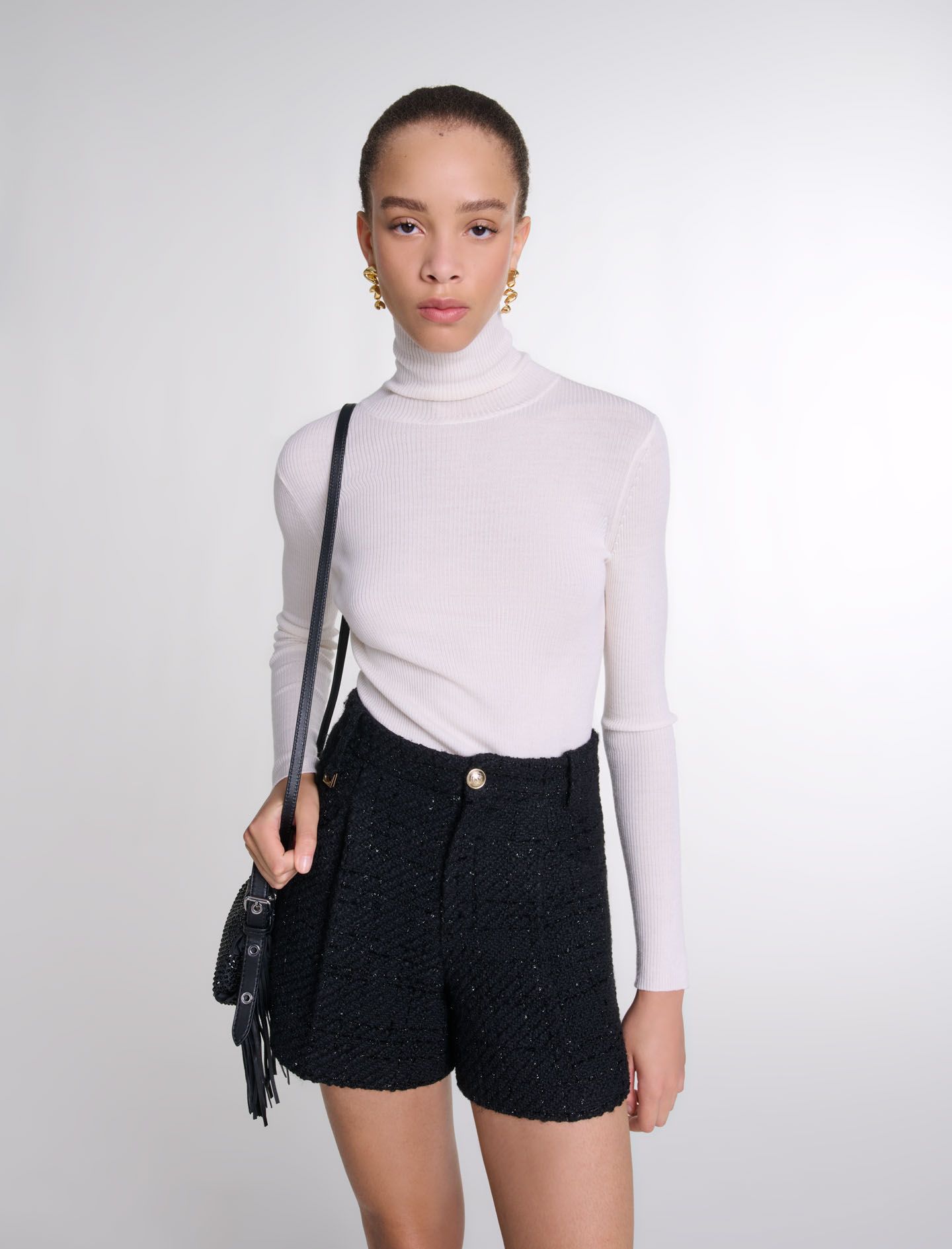 Maje - Quần short tweed phối khuy