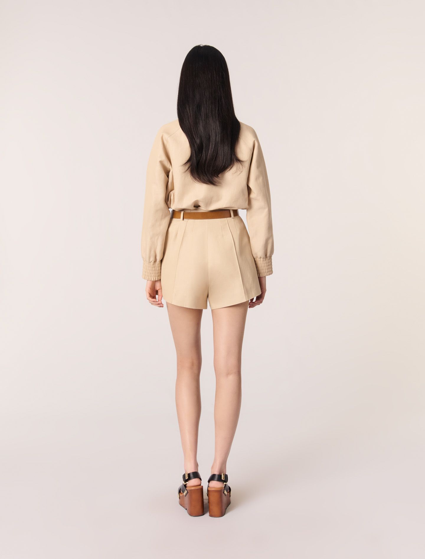 Maje - Quần short vải linen cotton
