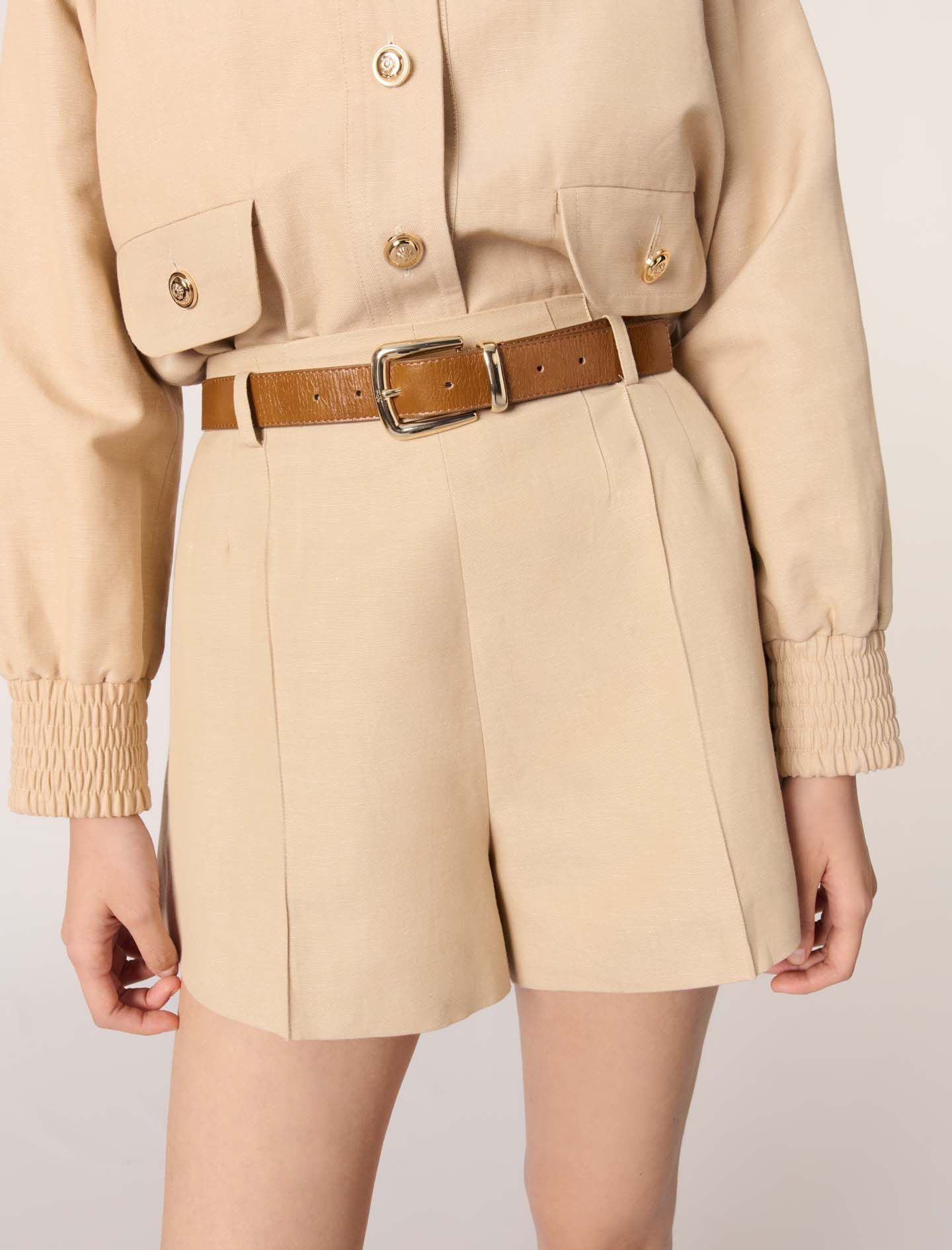 Maje - Quần short vải linen cotton
