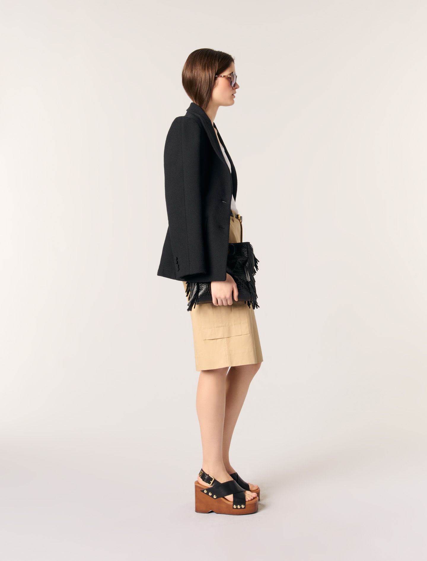 Maje - Quần short Bermuda cotton ống rộng