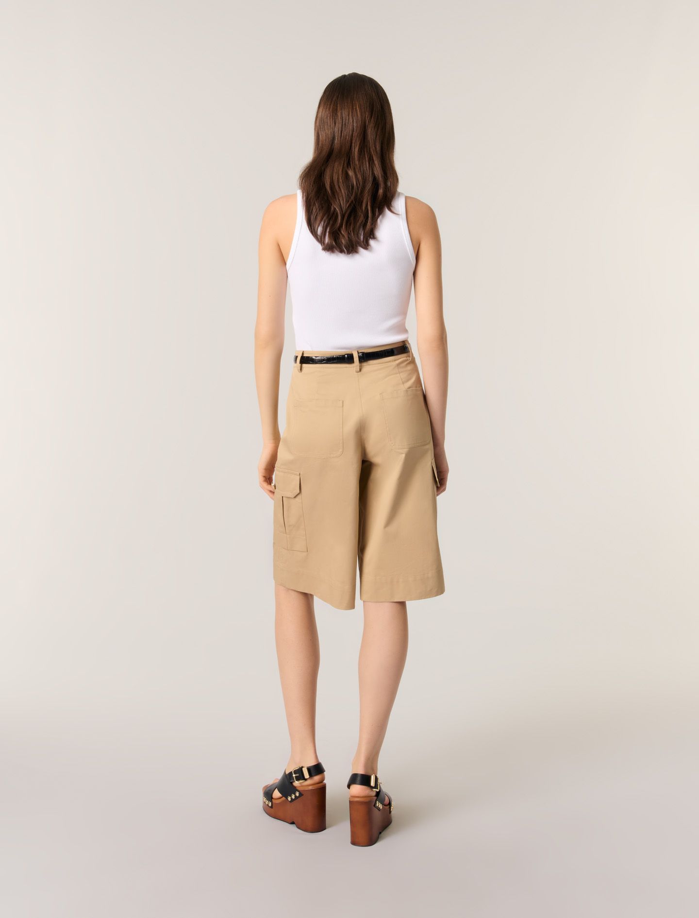 Maje - Quần short Bermuda cotton ống rộng