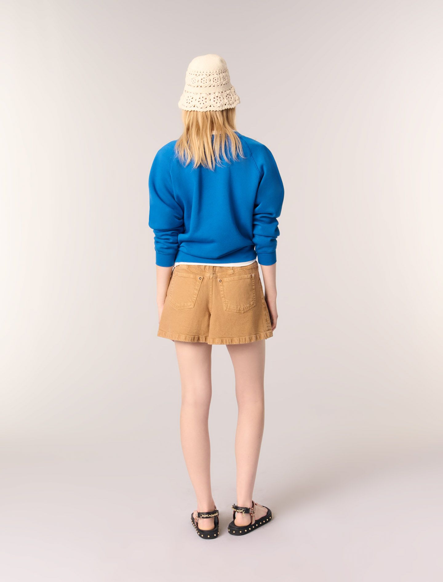 Maje - Quần short denim ống xòe