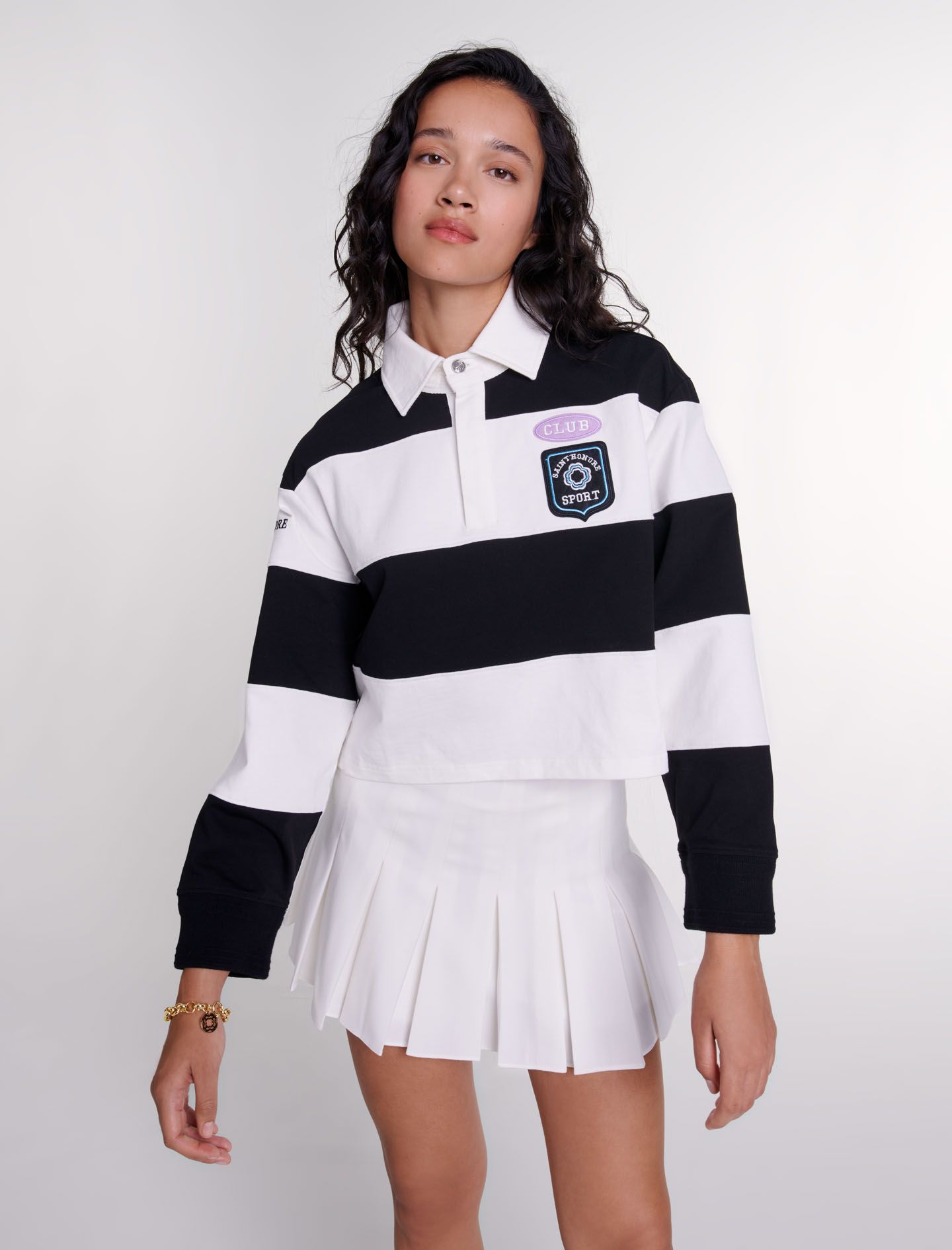 Maje - Áo polo suông kẻ ngang thể thao Saint Honoré Sport
