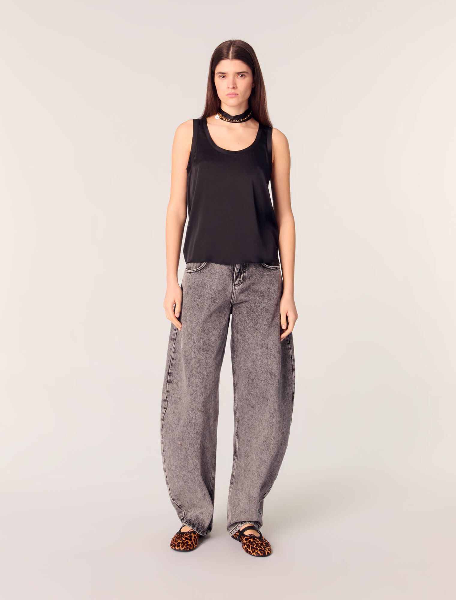 Maje - Áo tanktop satin lụa trơn