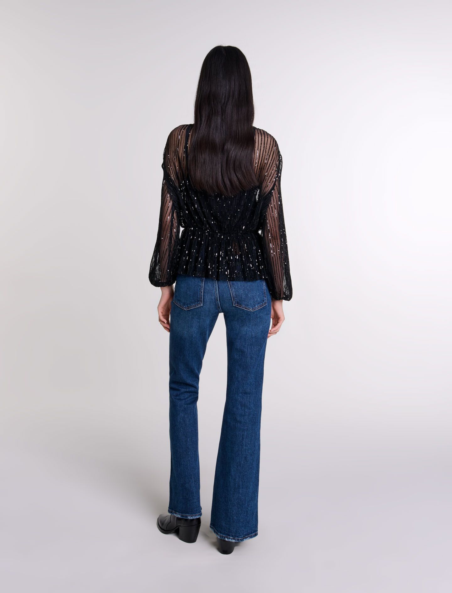 Maje - Set áo nhũ xuyên thấu và áo hai dây satin