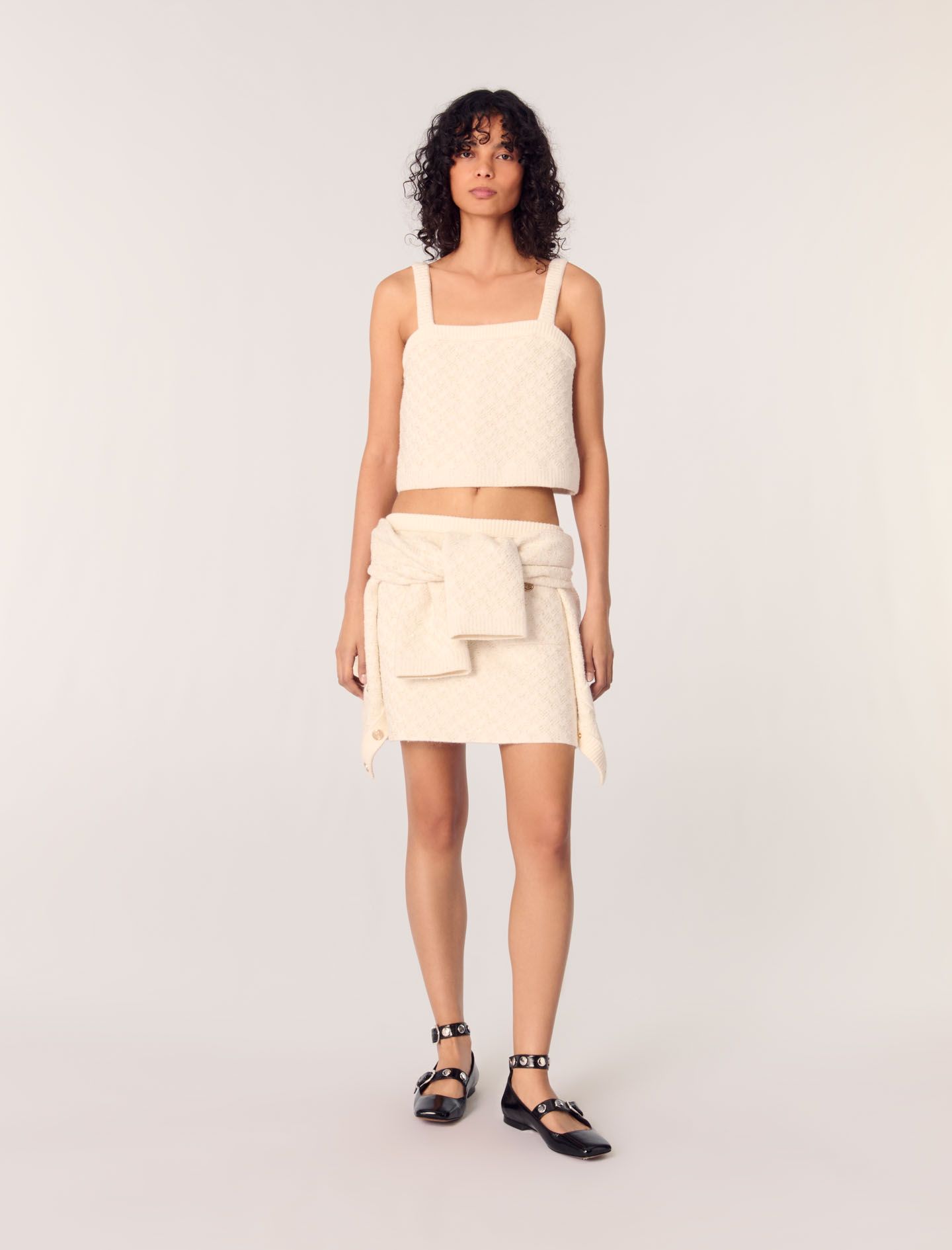 Maje - Áo hai dây dệt kim dáng croptop