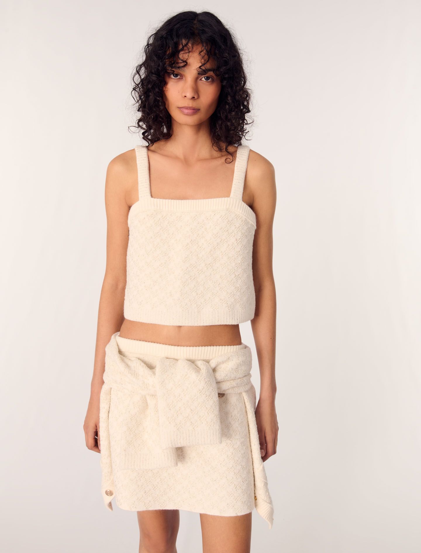 Maje - Áo hai dây dệt kim dáng croptop