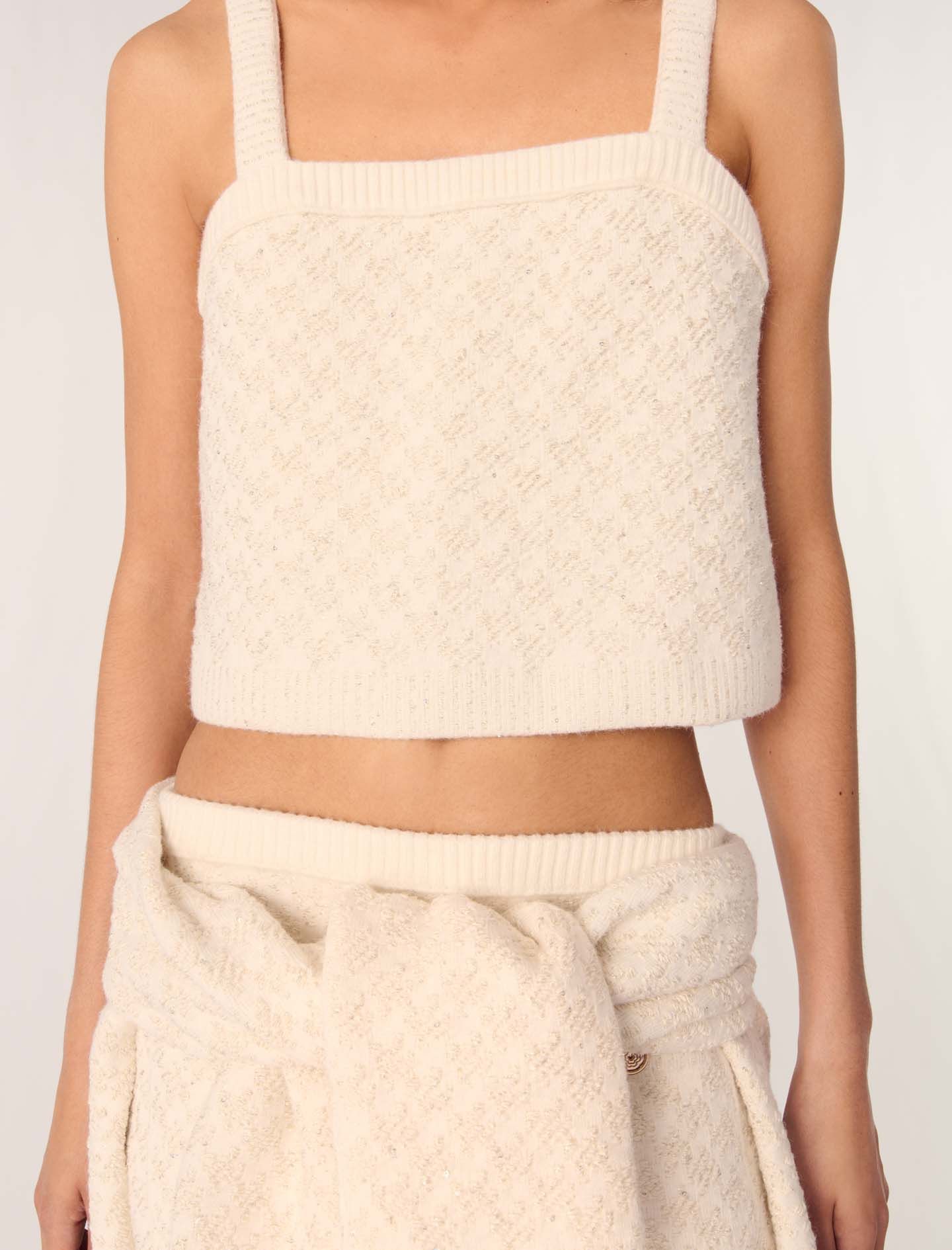 Maje - Áo hai dây dệt kim dáng croptop