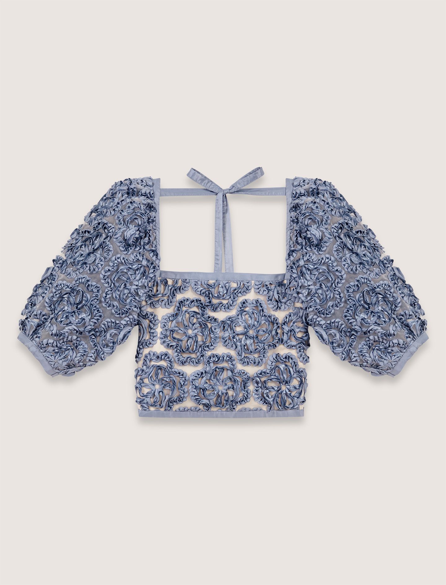 Áo croptop organza satin hoa