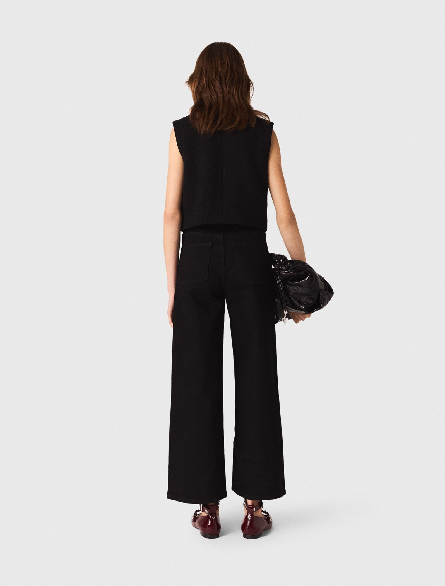 Maje - Áo tweed nhung croptop