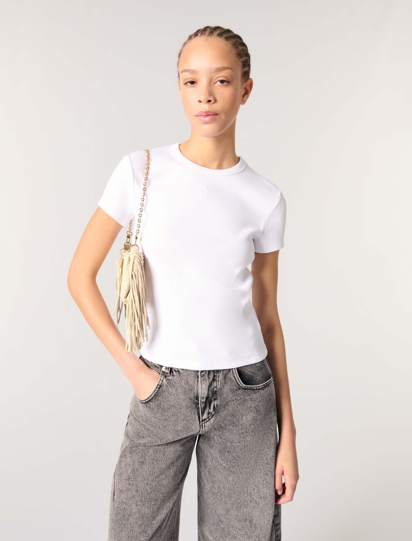 Maje - Áo thun cotton dáng ôm
