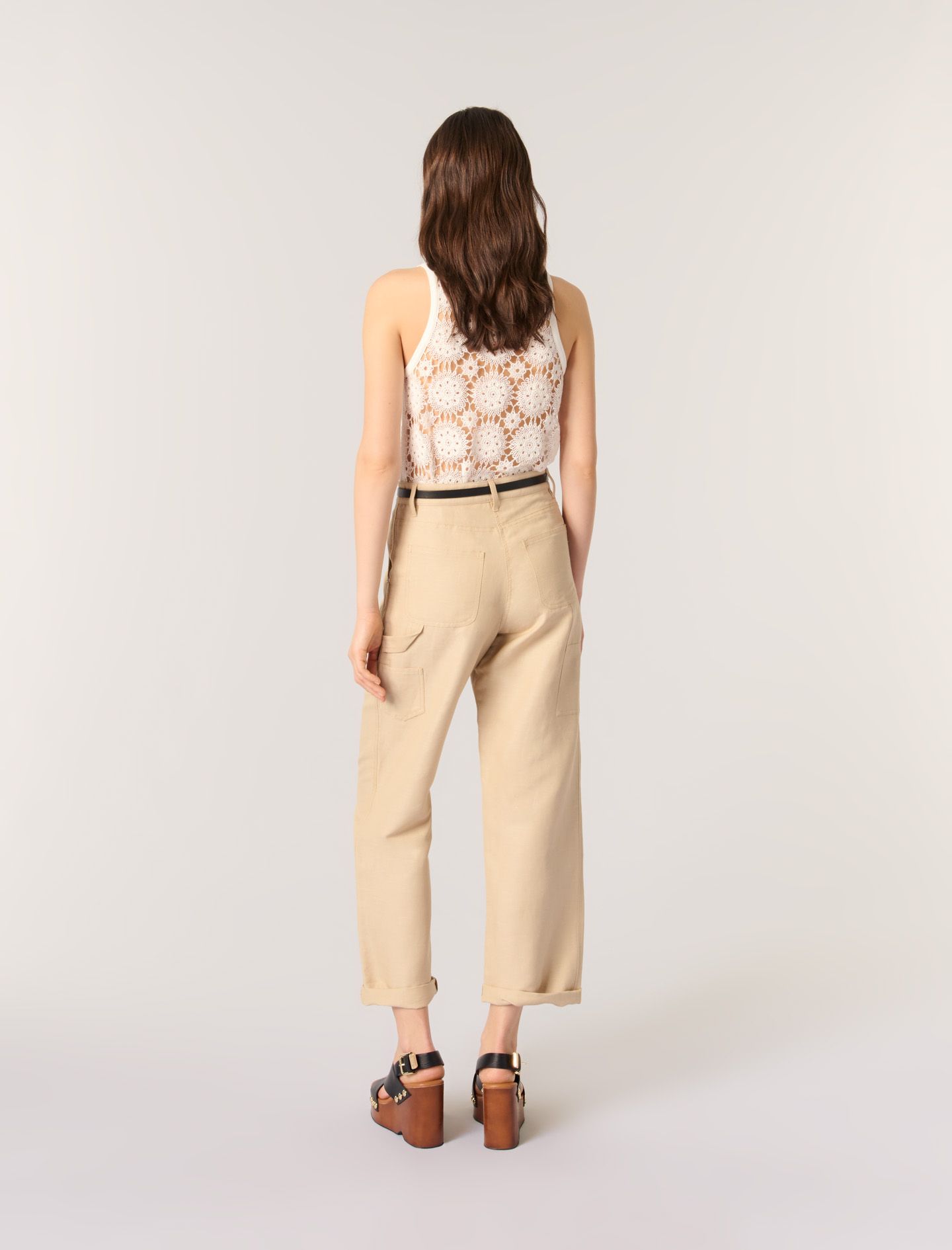Maje - Áo kiểu vest phối ren móc ở lưng