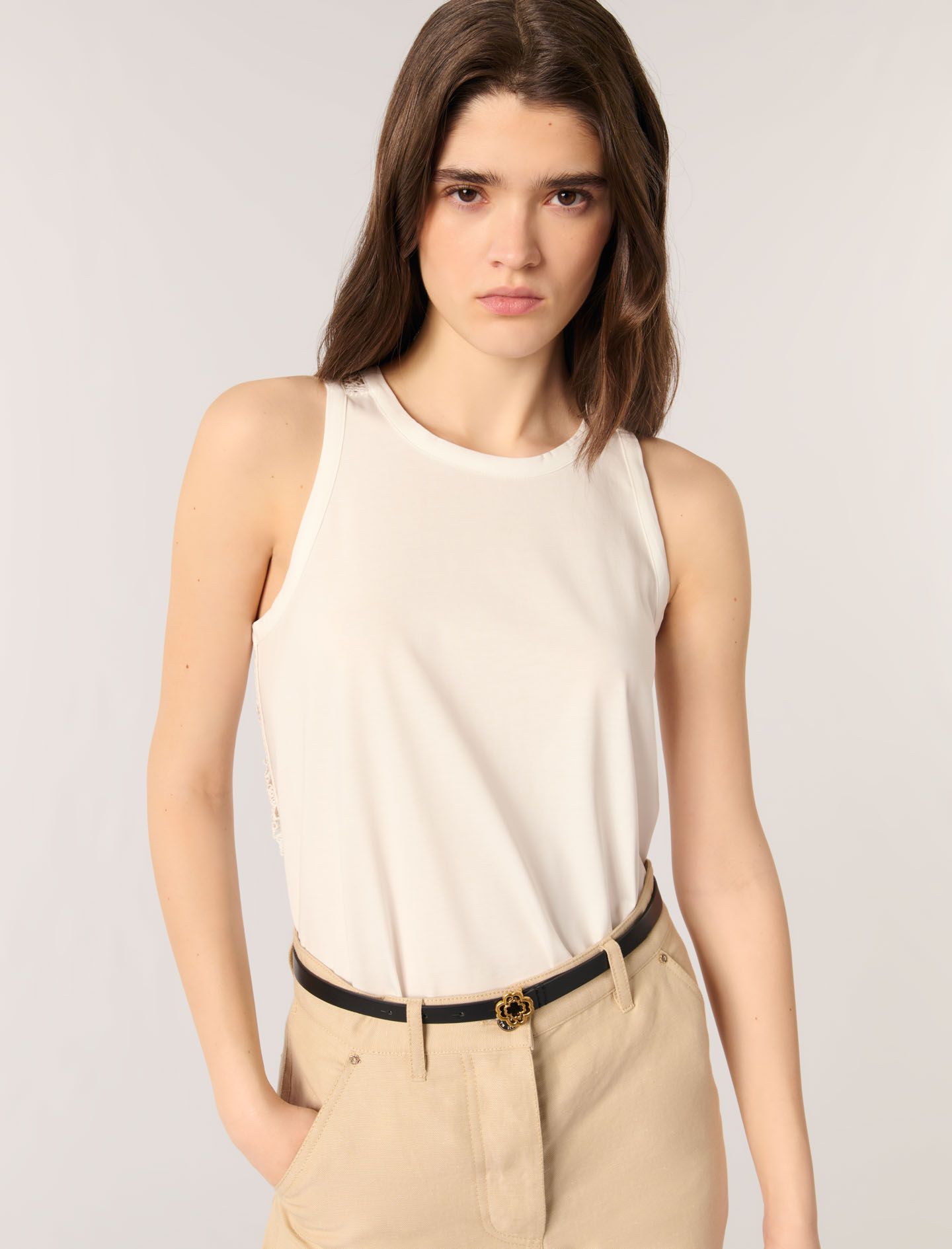 Maje - Áo kiểu vest phối ren móc ở lưng