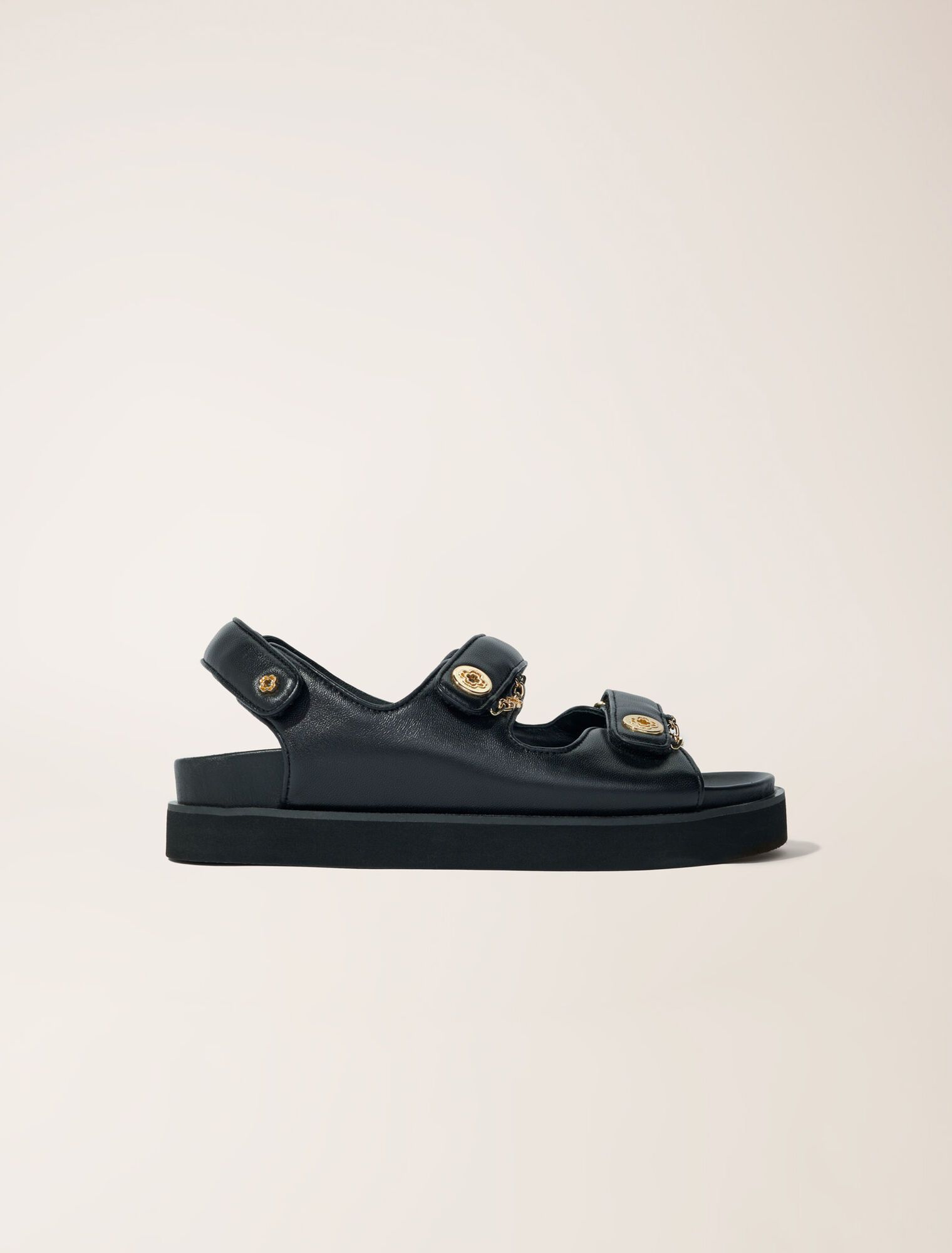 Maje - Dép sandal da đế bệt quai dán