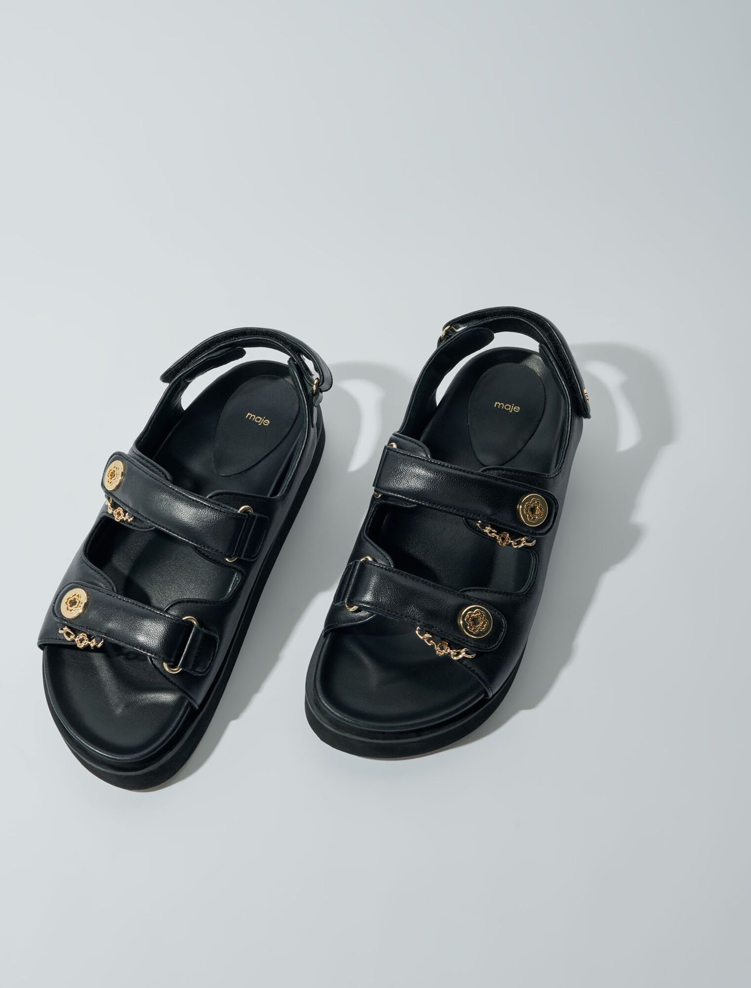 Maje - Dép sandal da đế bệt quai dán