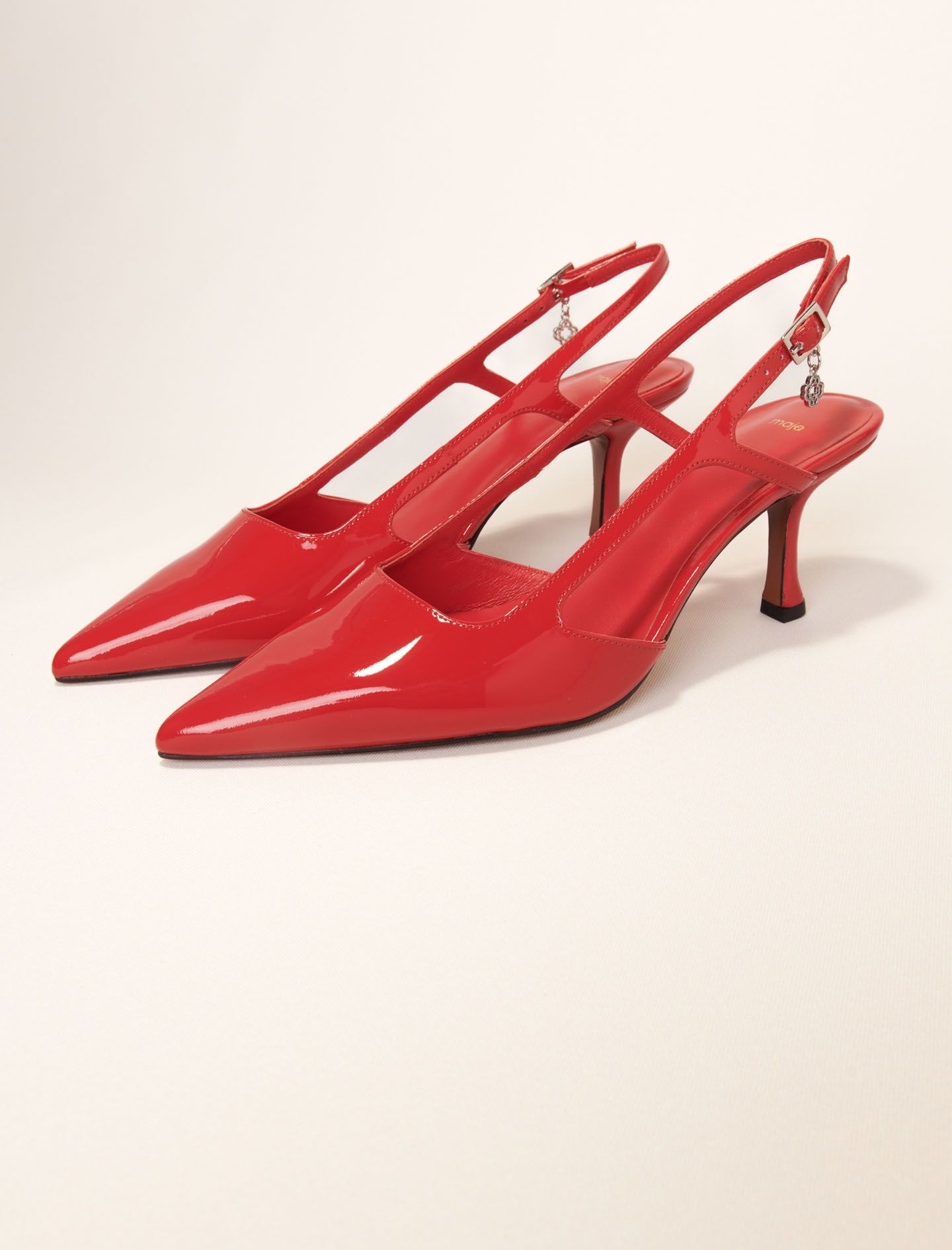 Maje - Giày slingback da bóng
