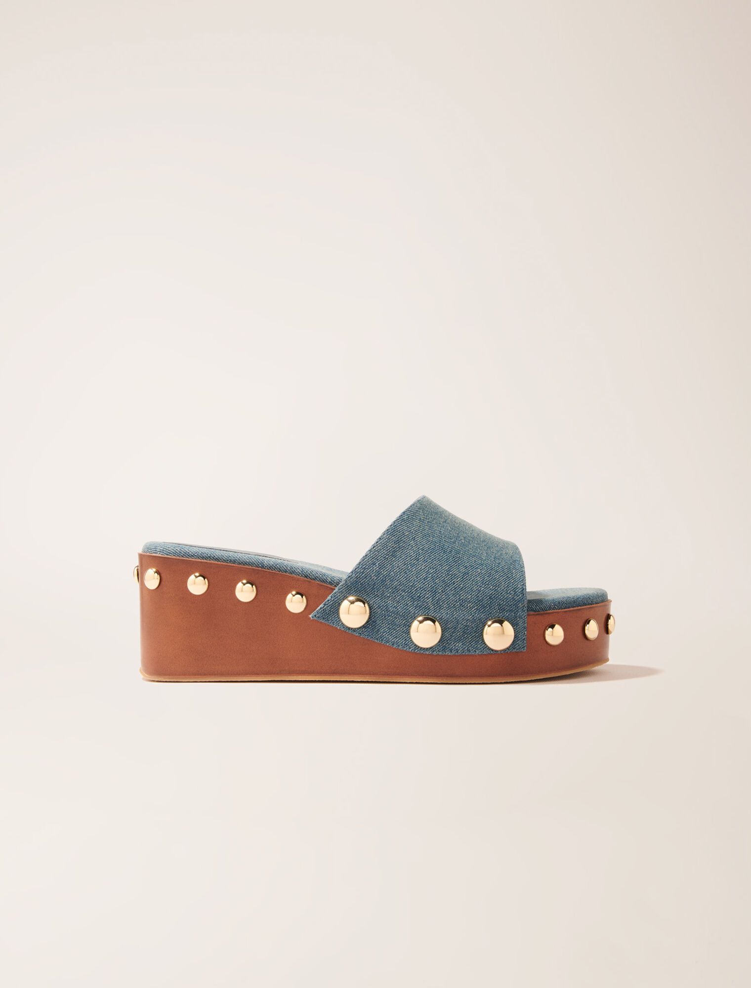 Maje - Giày đế xuồng denim đính đinh tán
