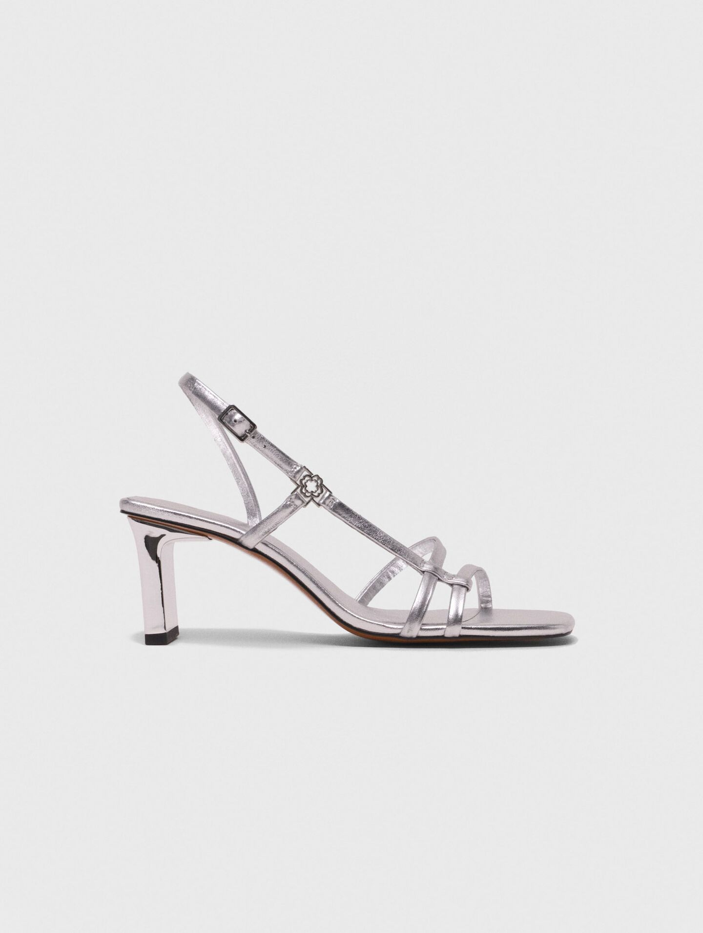 Maje - Sandal cao gót ánh bạc quai mảnh