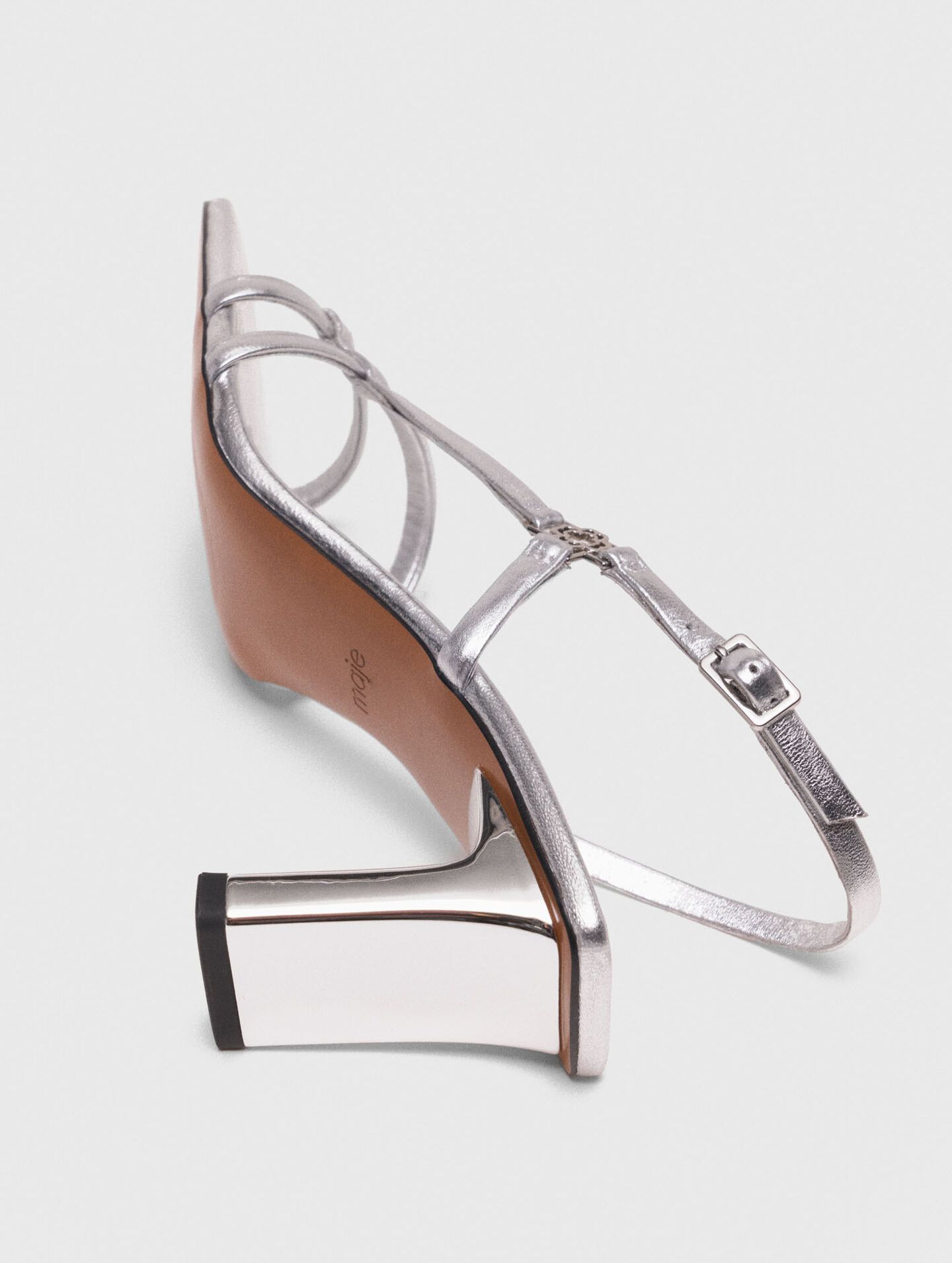 Maje - Sandal cao gót ánh bạc quai mảnh
