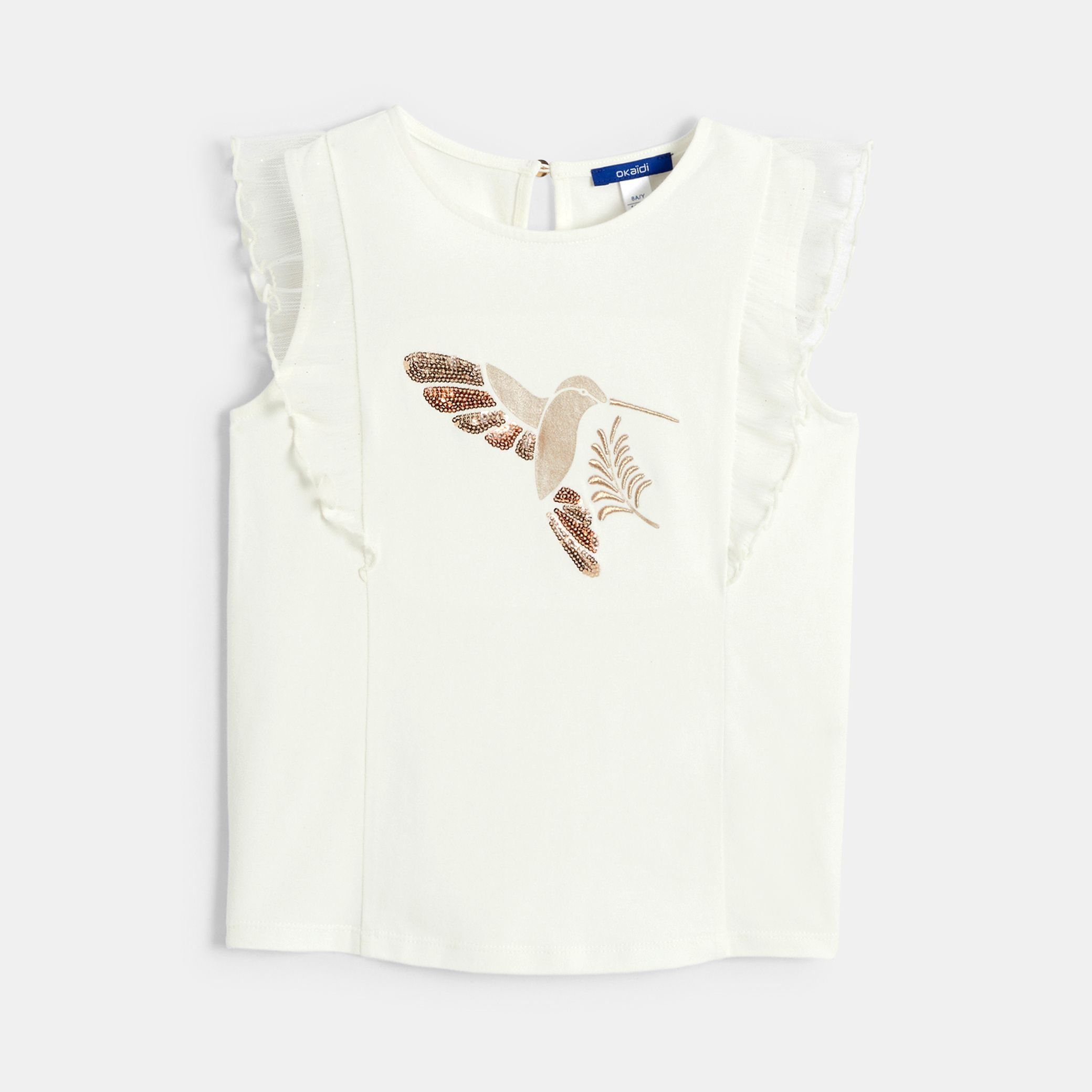 Áo vest cổ bèo họa tiết chim
