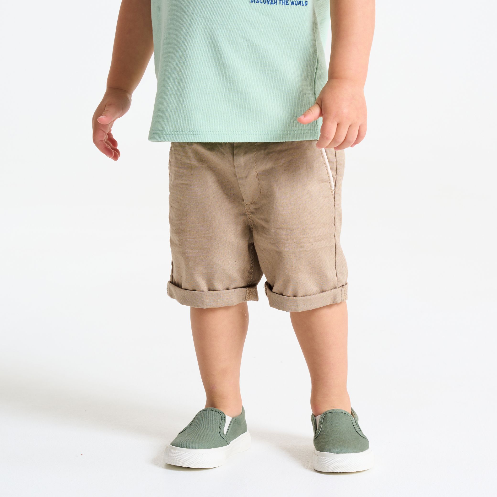 Quần short cotton linen gập gấu