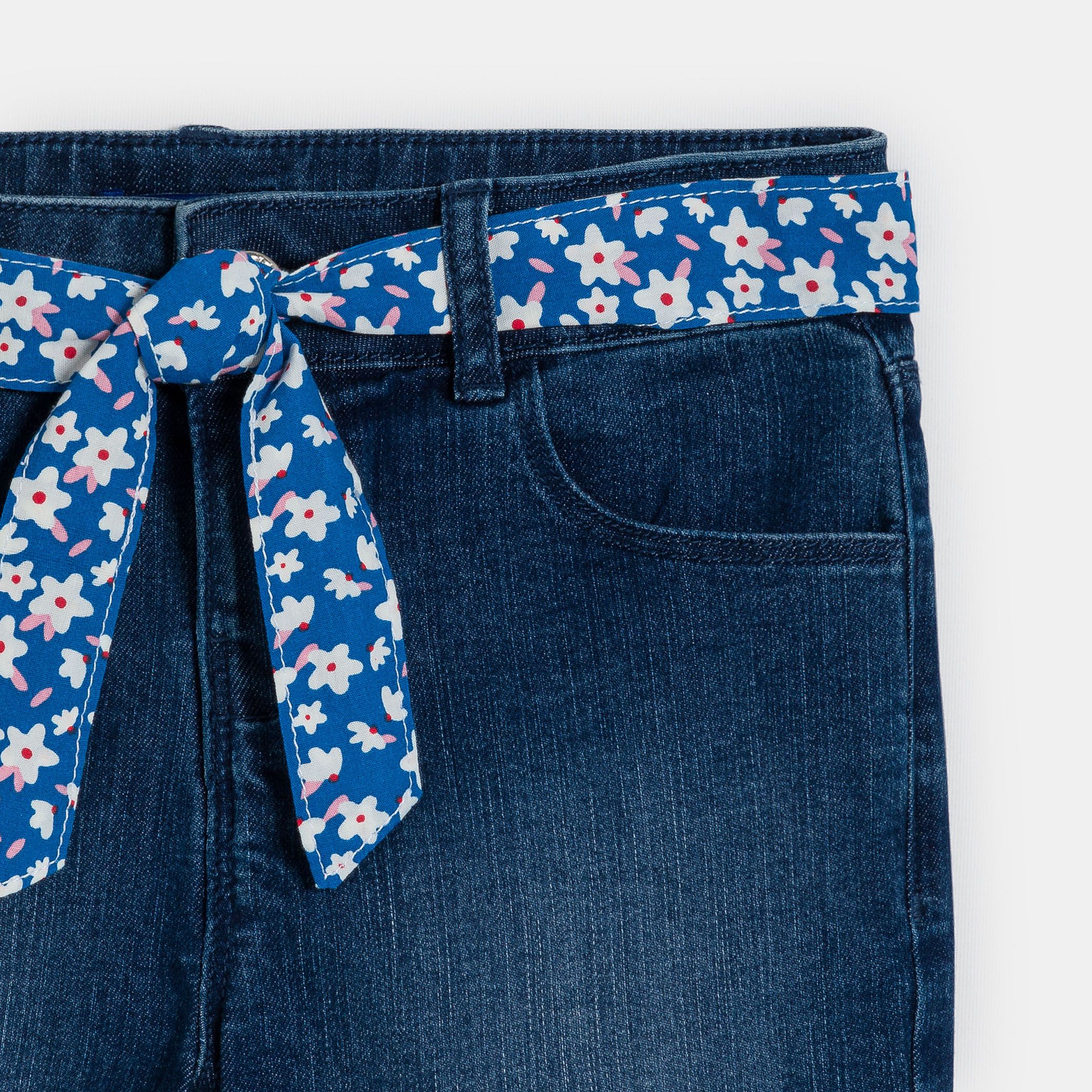Quần short denim cạp co giãn